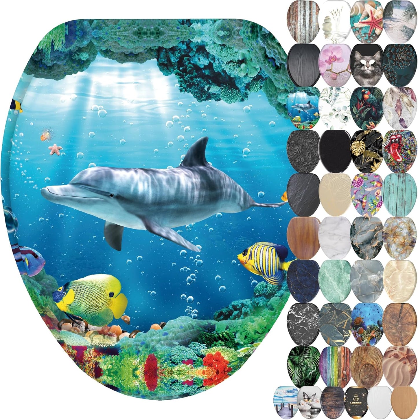 SANILO Wooden Toilet Seat with Soft Close - Decorative Design