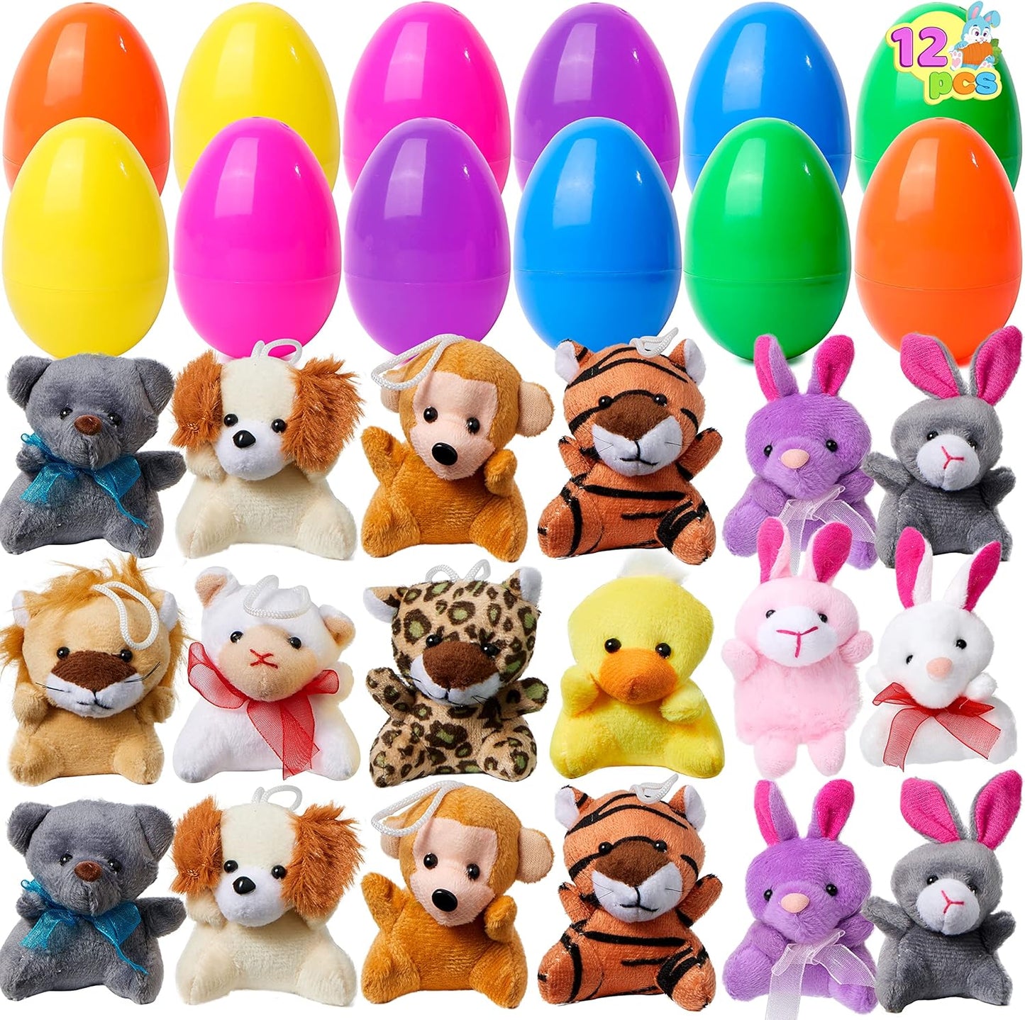 JOYIN 12-Pc Mini Stuffed Animal Plush Eggs - Easter Fun!