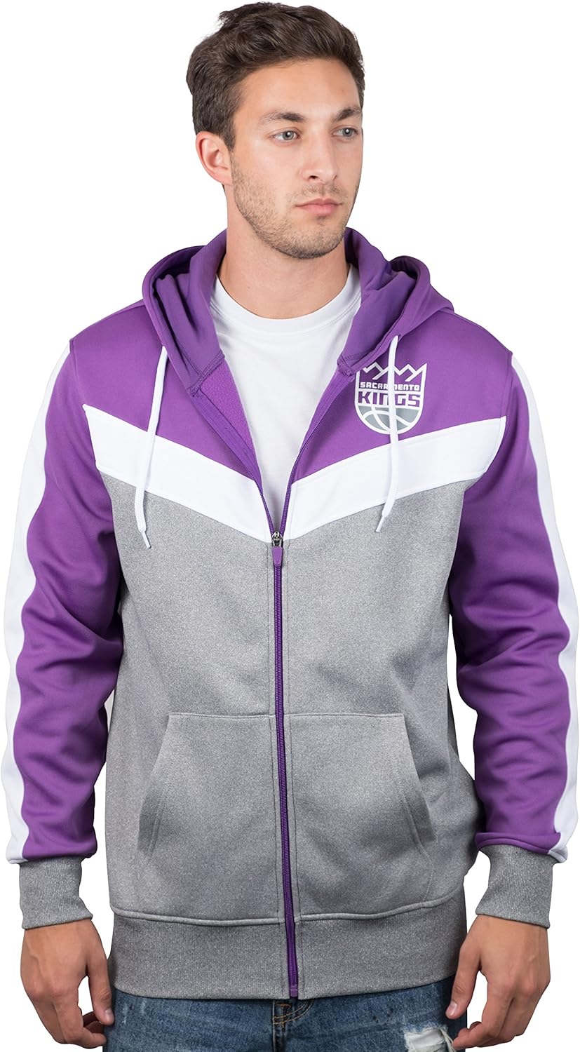Ultra Game Men's NBA Official Contrast Back Cut Full Zip Hoodie