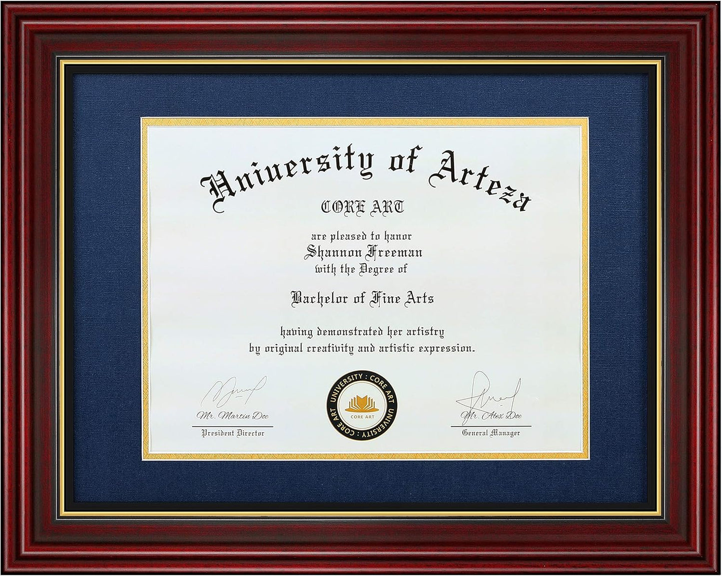CORE ART 11x14 Diploma Frame with Navy Mat for Certificates