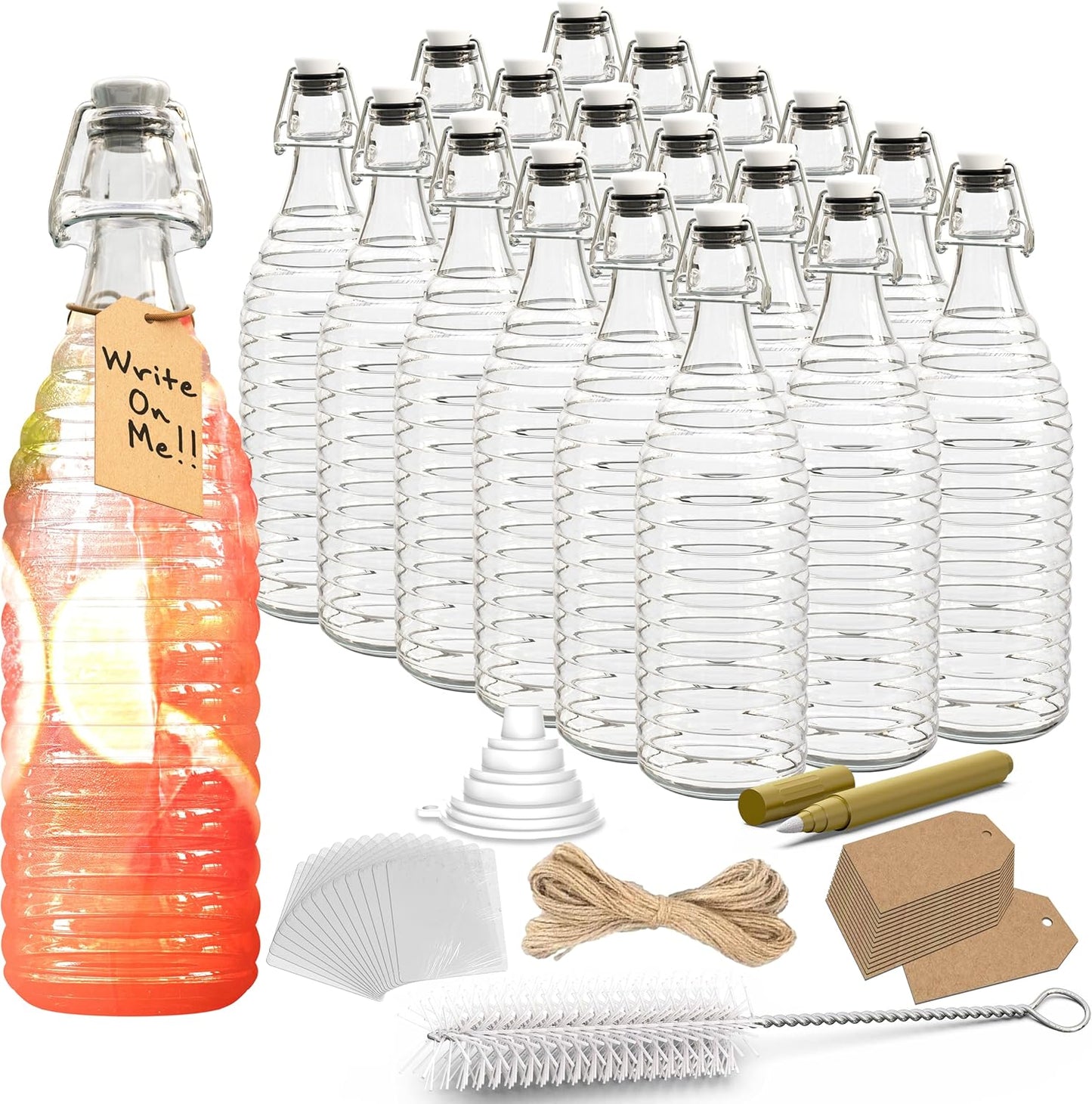 Nevlers 33 Oz Ringed Flip Top Glass Bottles for Home Brewing