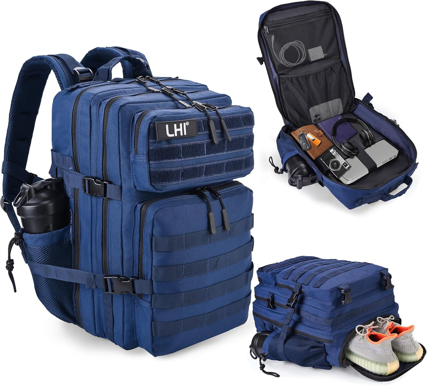 LHI Military Tactical Backpack 45L with Shoe Compartment for Travel