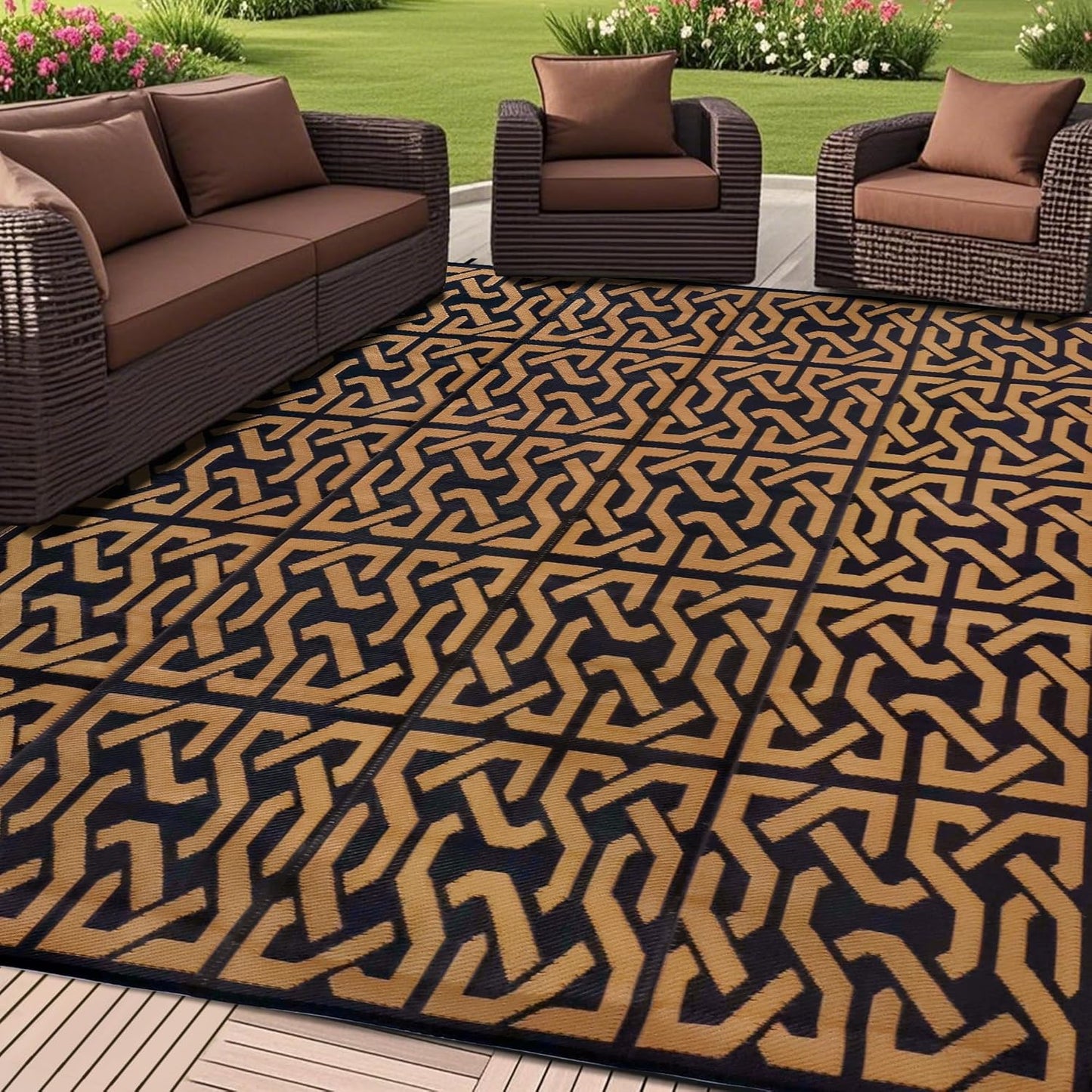 SAND MINE Reversible Mats for Outdoor and Indoor Use, 9ft x 12ft