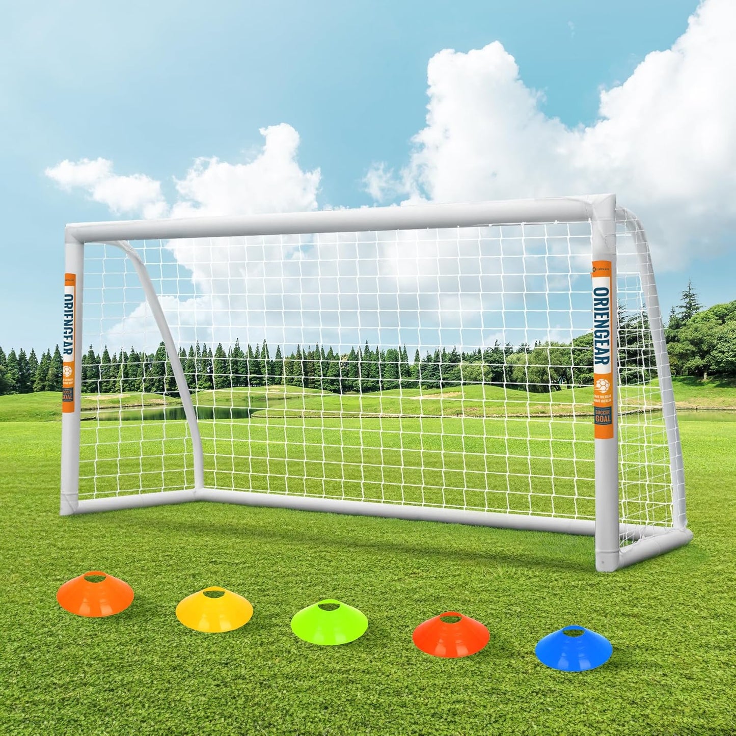 ORIENGEAR Soccer Goal for Backyard with Training Discs and Carry Bag