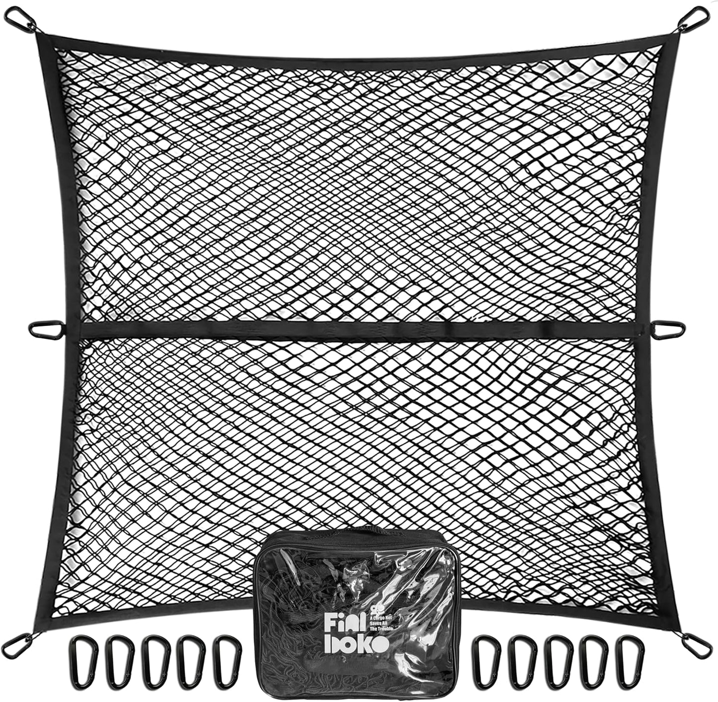 Highly Elastic Cargo Net for Pickup Truck Bed - 4ftx4ft to 7ftx7ft