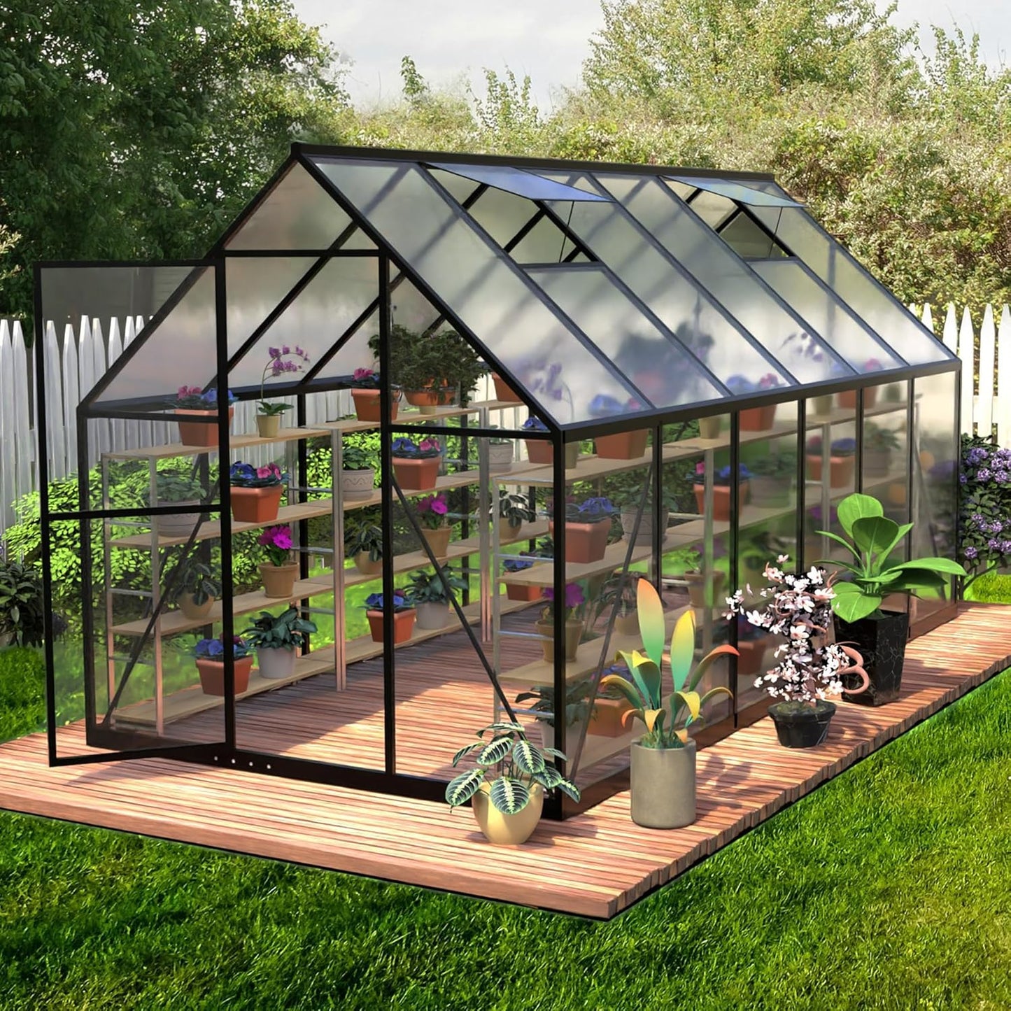 HOOYEAH 6 x 12 FT Polycarbonate Greenhouse for Outdoor Gardening