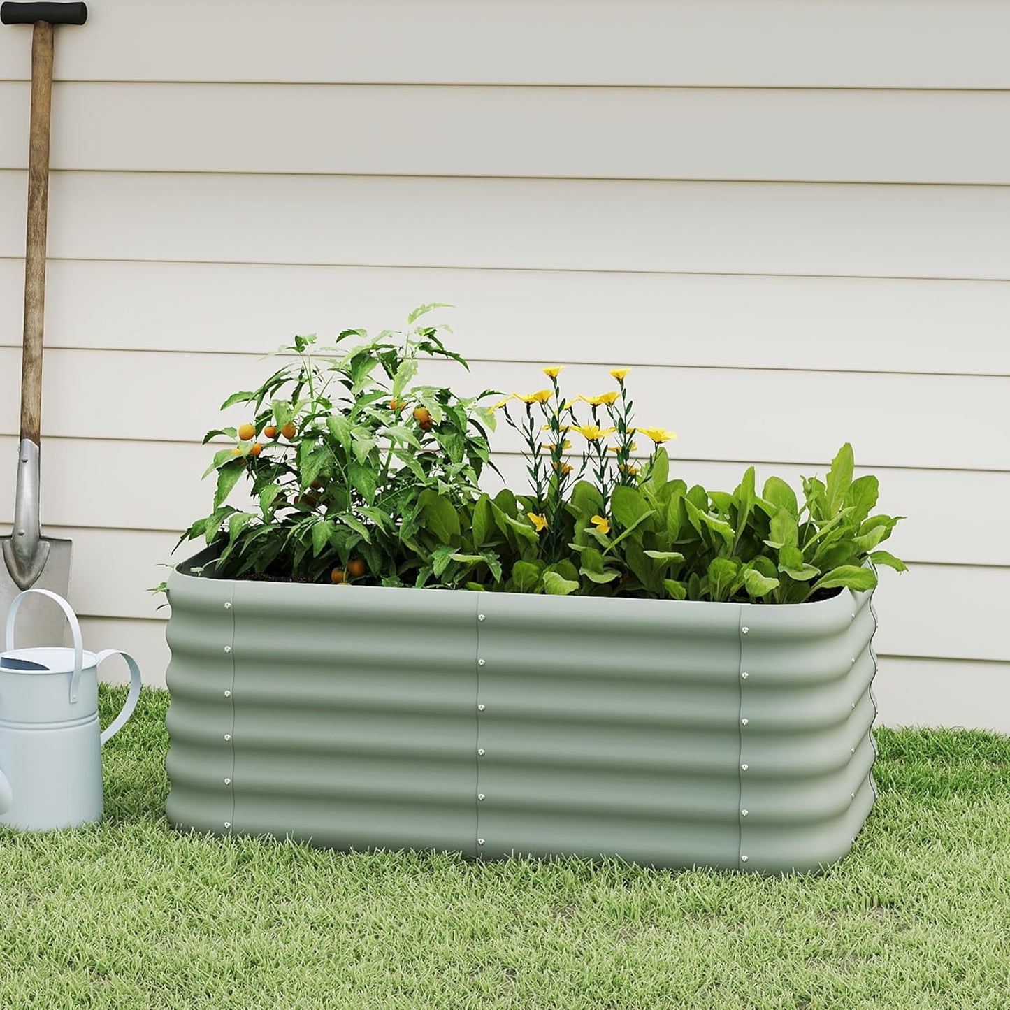 Galvanized Raised Garden Bed for Outdoor Planting and Gardening