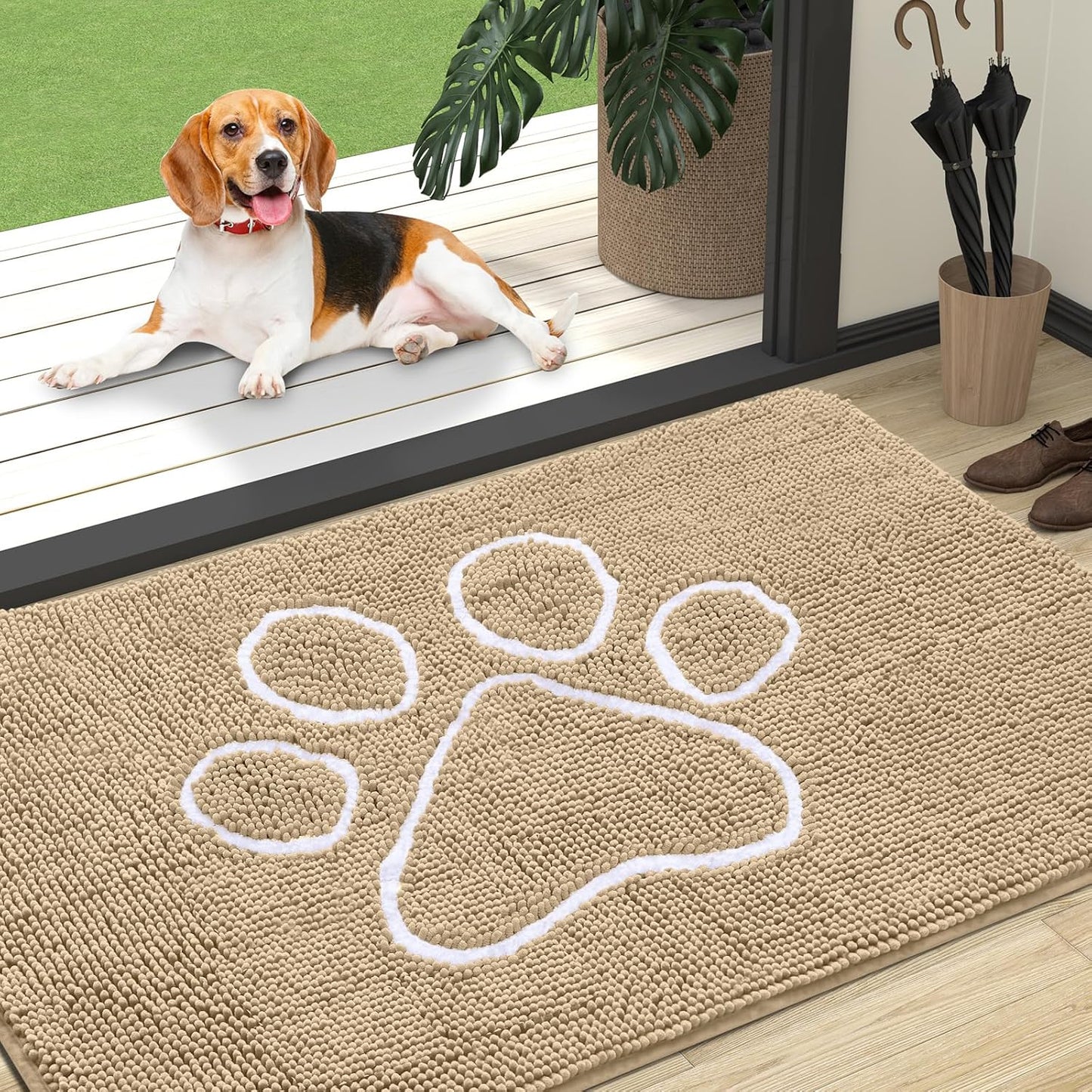 OLANLY Ultra Absorbent Chenille Door Mat for Muddy Dog Paws