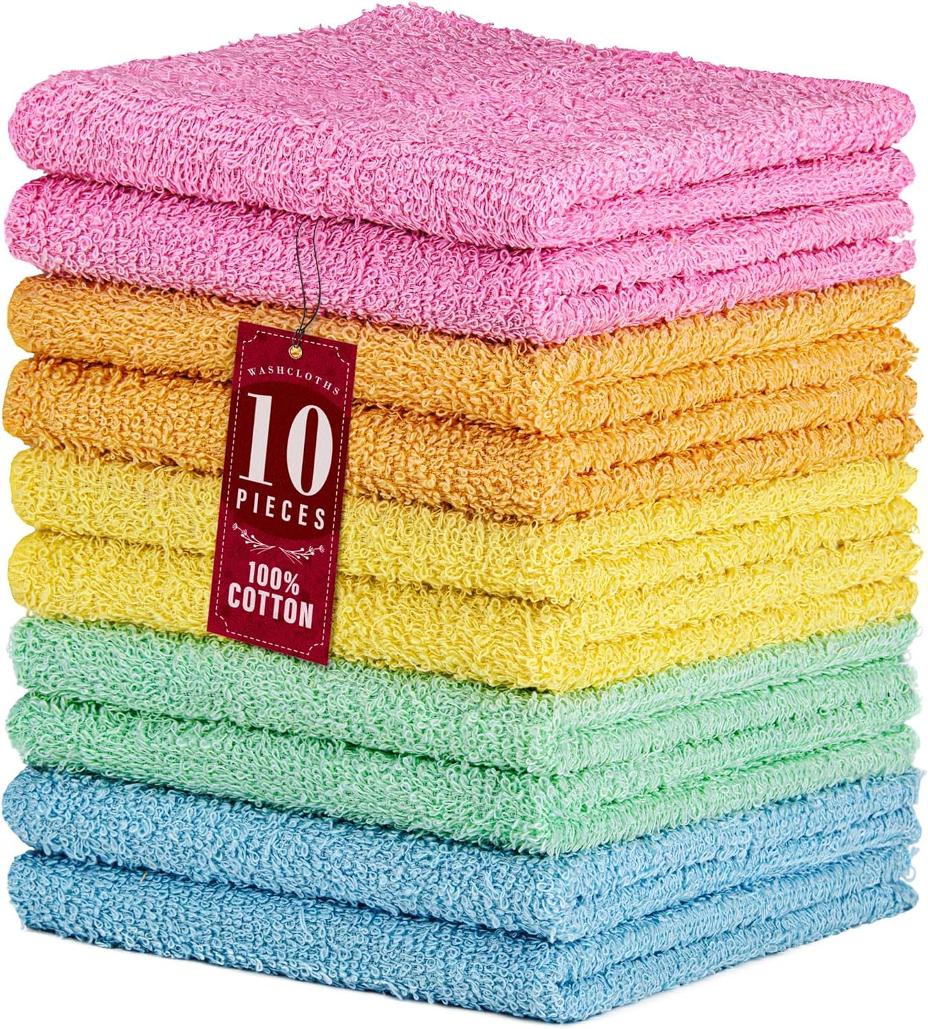 Ultra Absorbent Cotton Washcloths, 10 Pack
