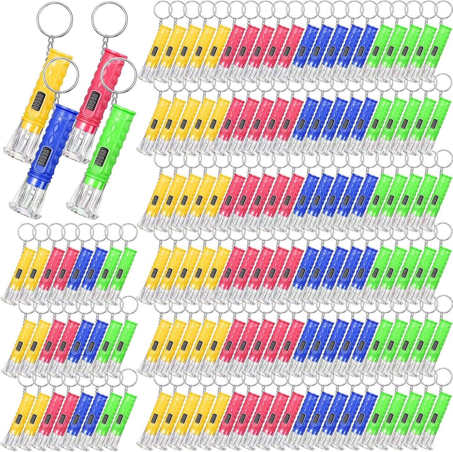Jexine 150 Pcs Portable LED Flashlight Keychain Set for All Occasions