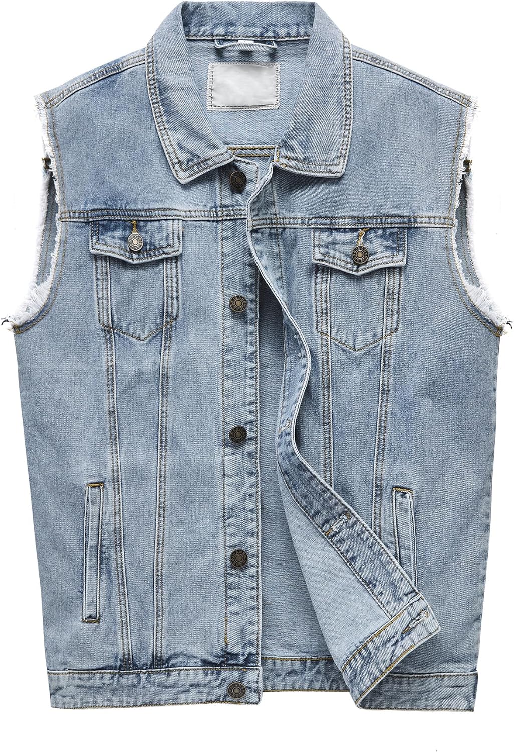 Stylish Denim Vest Jacket for Men - Fashionable Trucker Outerwear