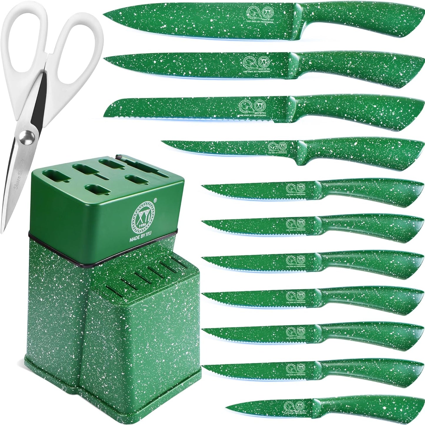 XYJ Knife Set with Holder - Professional Kitchen Knife Block Set