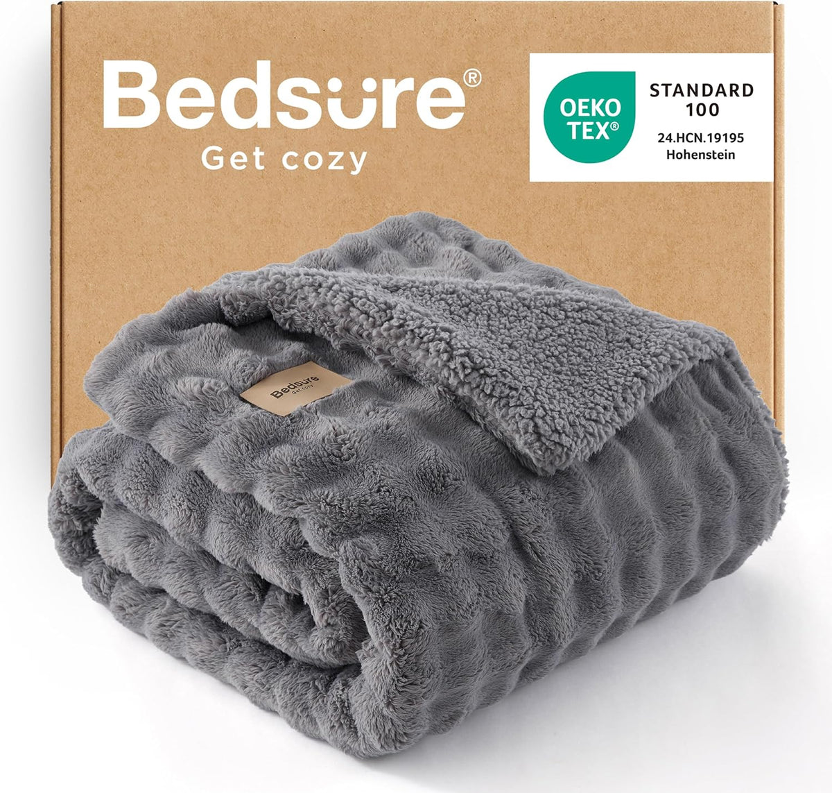 Bedsure Bubble Sherpa Blanket Twin Size - Cozy Plush Throw