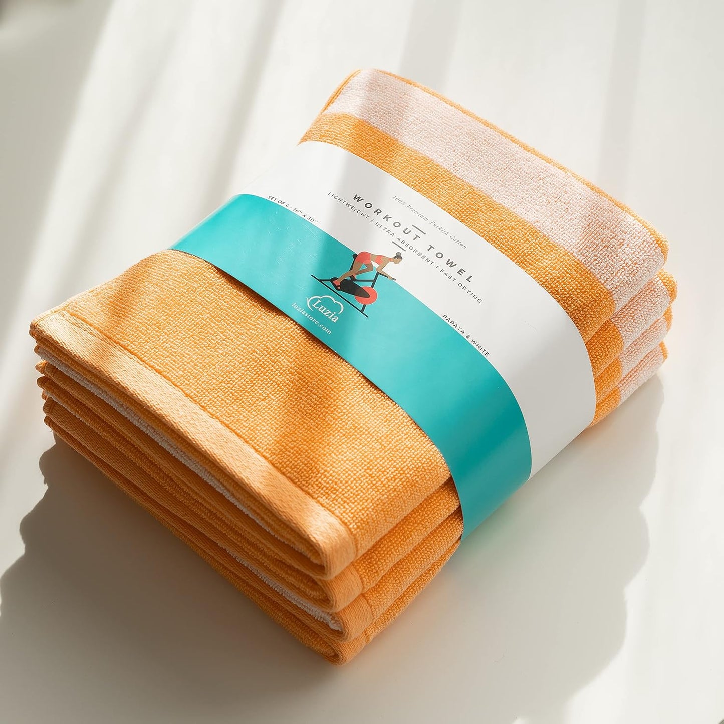 Luzia Striped Workout Towel Pack of 4 for Gym and Fitness