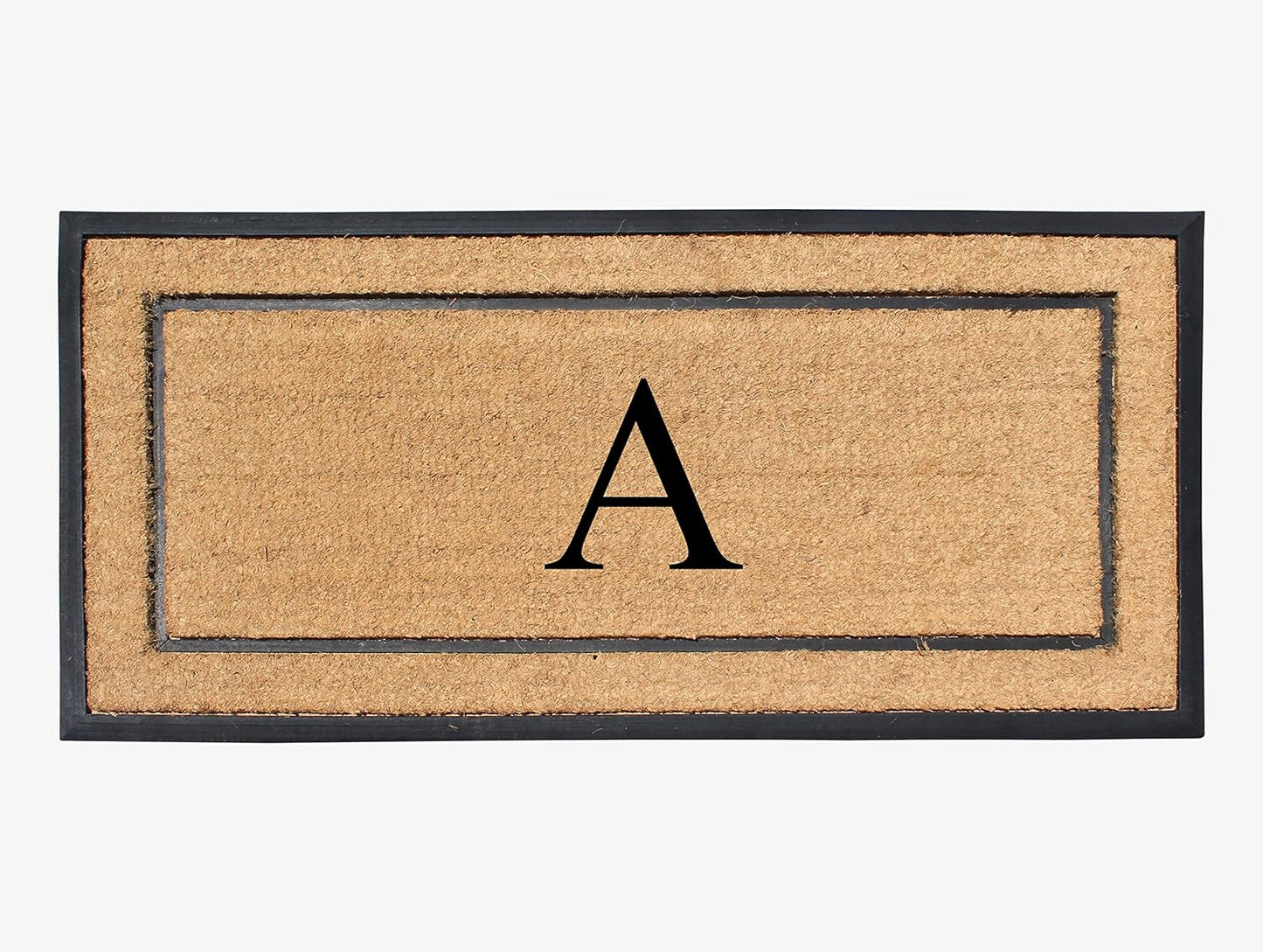 Natural Coir & Rubber Large Monogrammed Doormat for Entryways