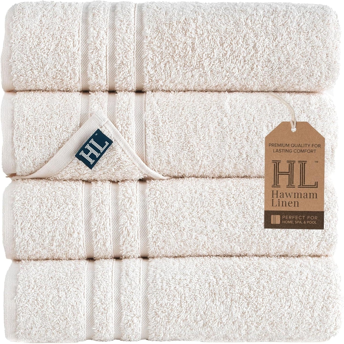 Soft and Absorbent Turkish Cotton Bath Towels 4 Pack Set