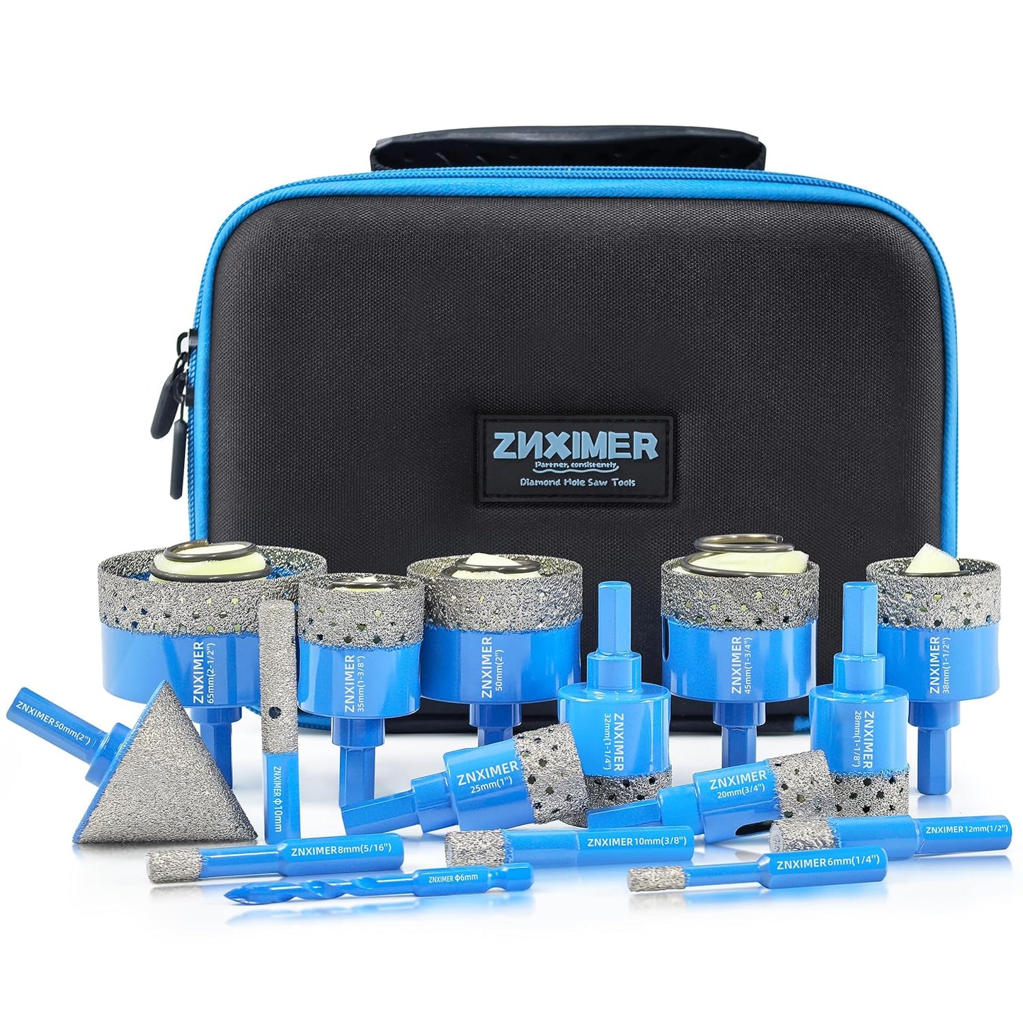 Tile Hole Saw Kit - 16pcs Diamond Drill Set for All Materials