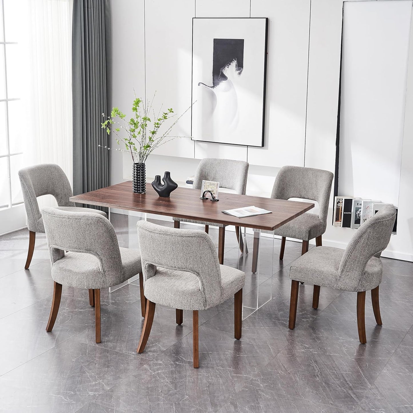 VKNOW Wooden Dining Chairs Set of 6 for Modern Dining Rooms