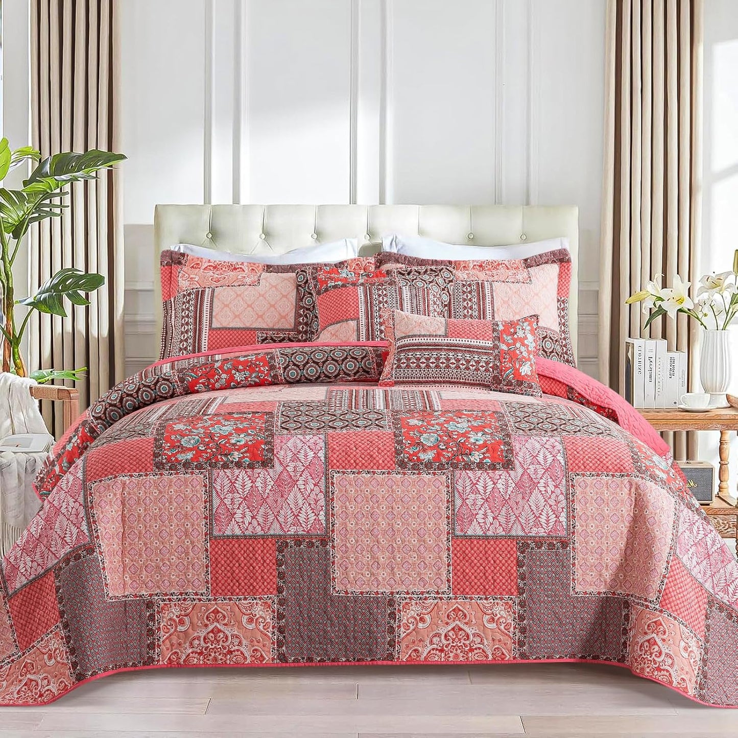 Farmhouse Cotton Queen Quilt Set for Elegant Bedroom Decor