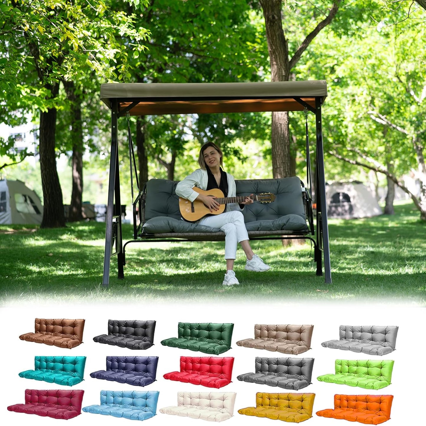 Porch Swing Cushions for 3 Seater Replacement with Backrest