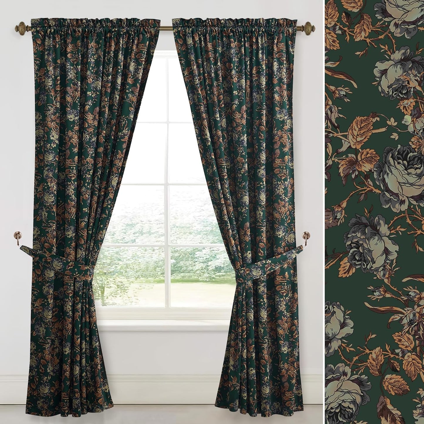 StangH Retro Green Curtains for Elegant Room Decoration