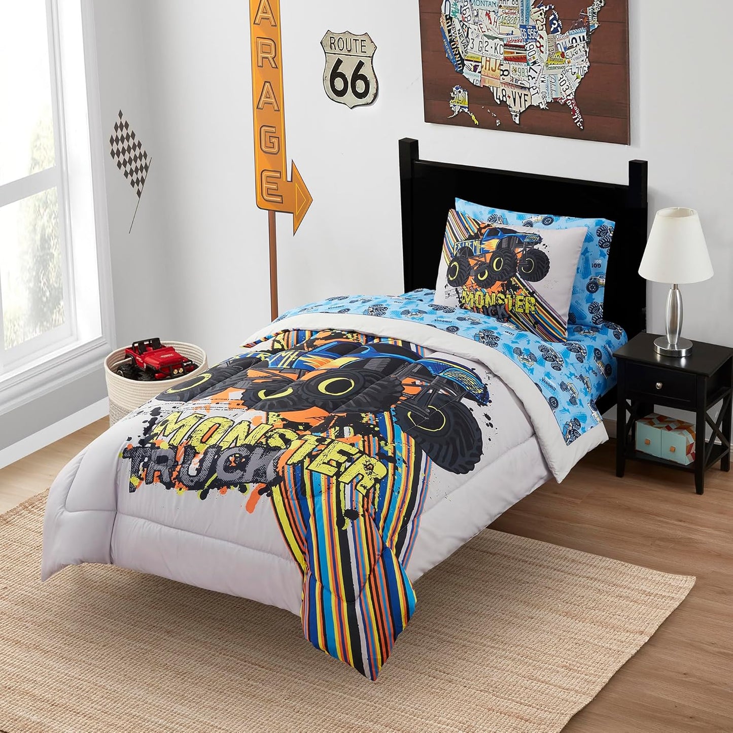 Kids Bedding Set Bed in a Bag for Boys and Girls with Trucks