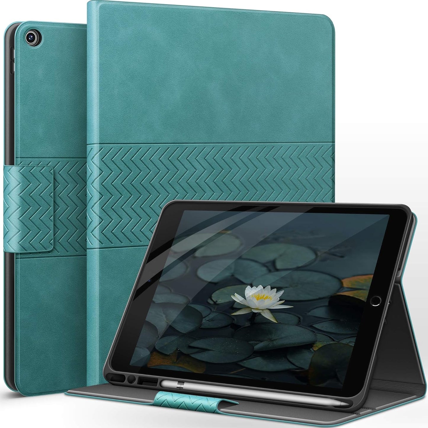 Premium Vegan Leather iPad Case with Pencil Holder for 10.2 in