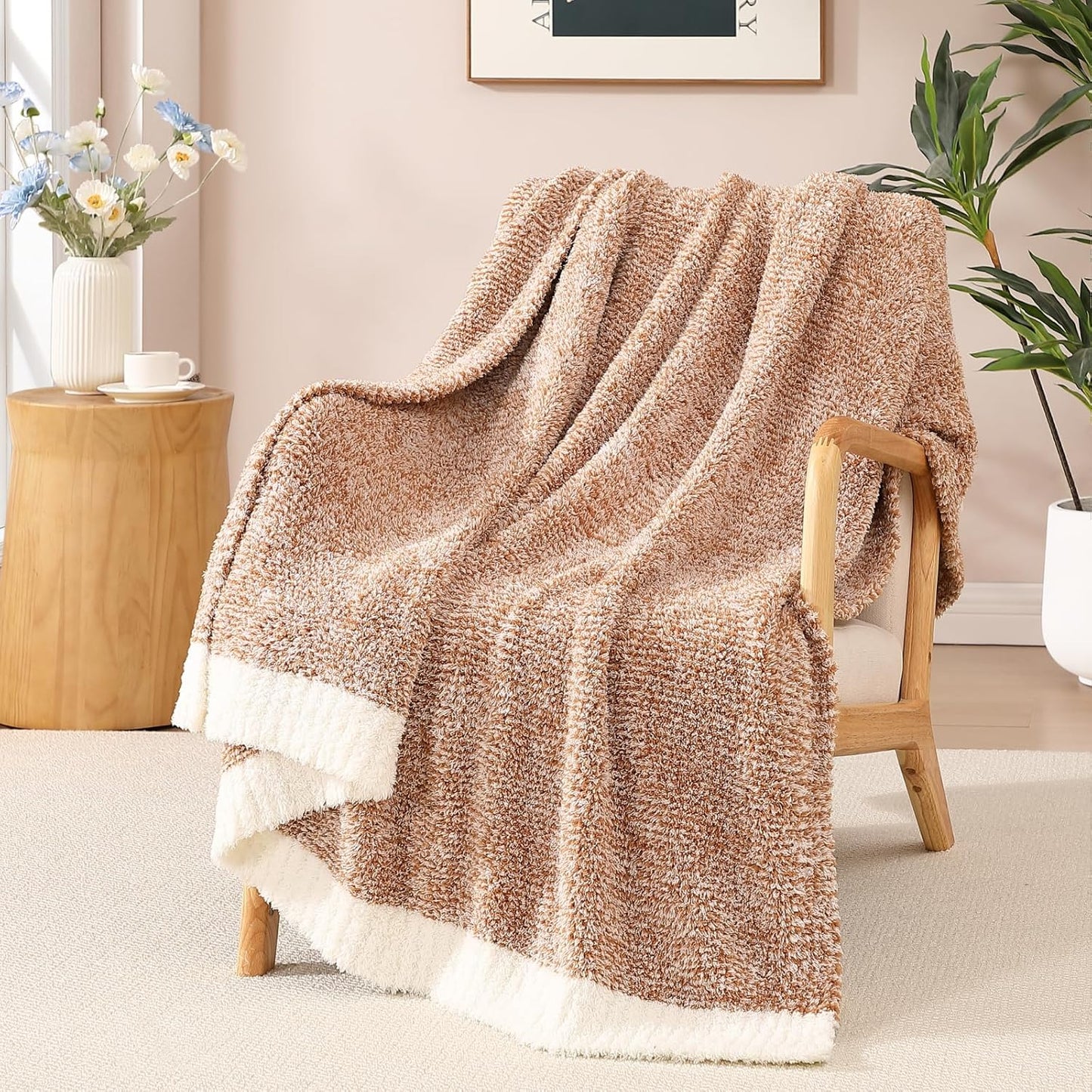 Cationic Dyeing Burnt Orange Cozy Throw Blanket for All Seasons