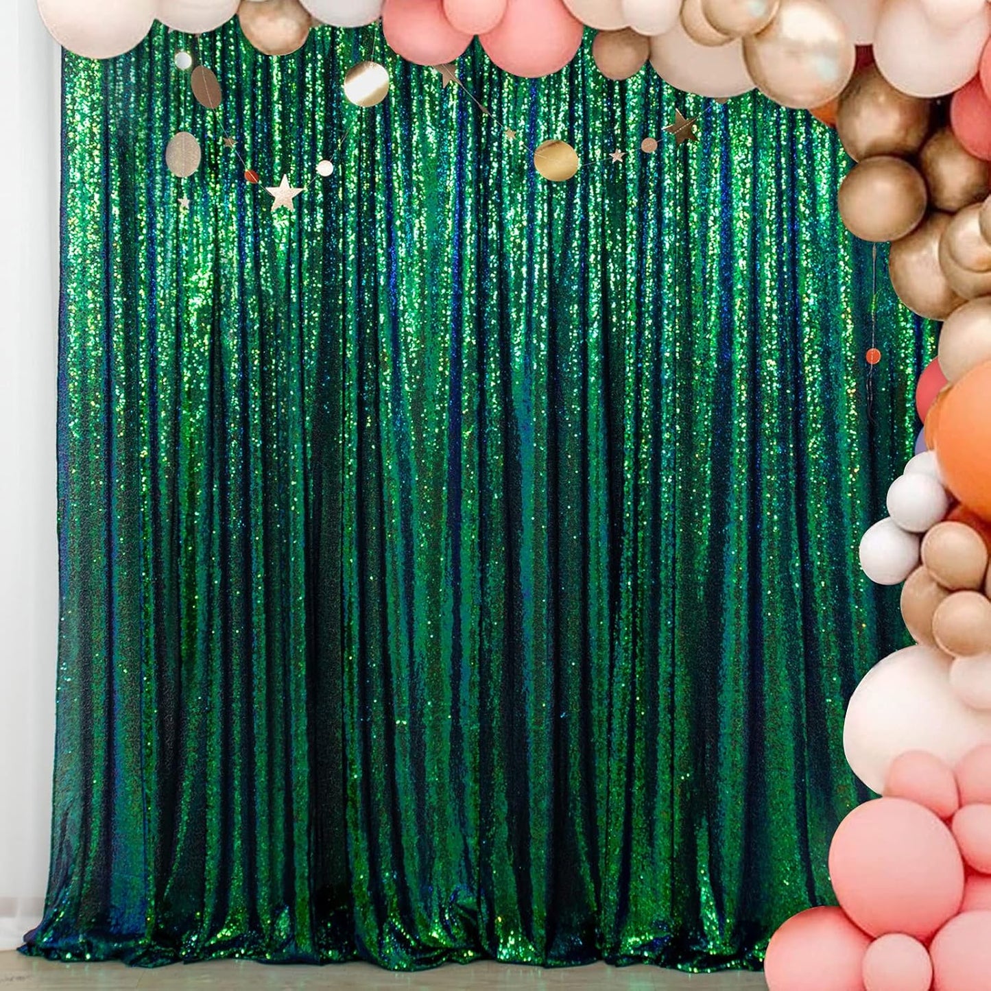 Iridescent Green Sequin Backdrop for Stunning Events and Photos