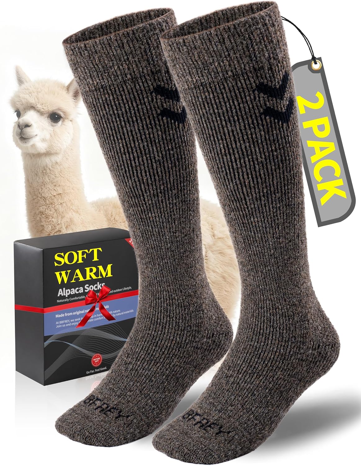 Over-The-Calf Alpaca Wool Boot Socks for Men and Women