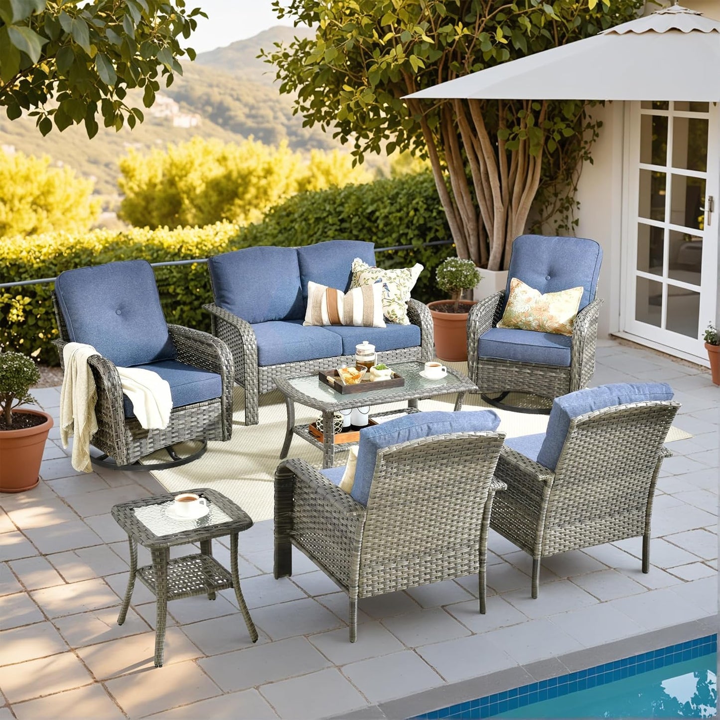 HOOOWOOO 7 Pieces Outdoor Conversation Set for Ultimate Comfort