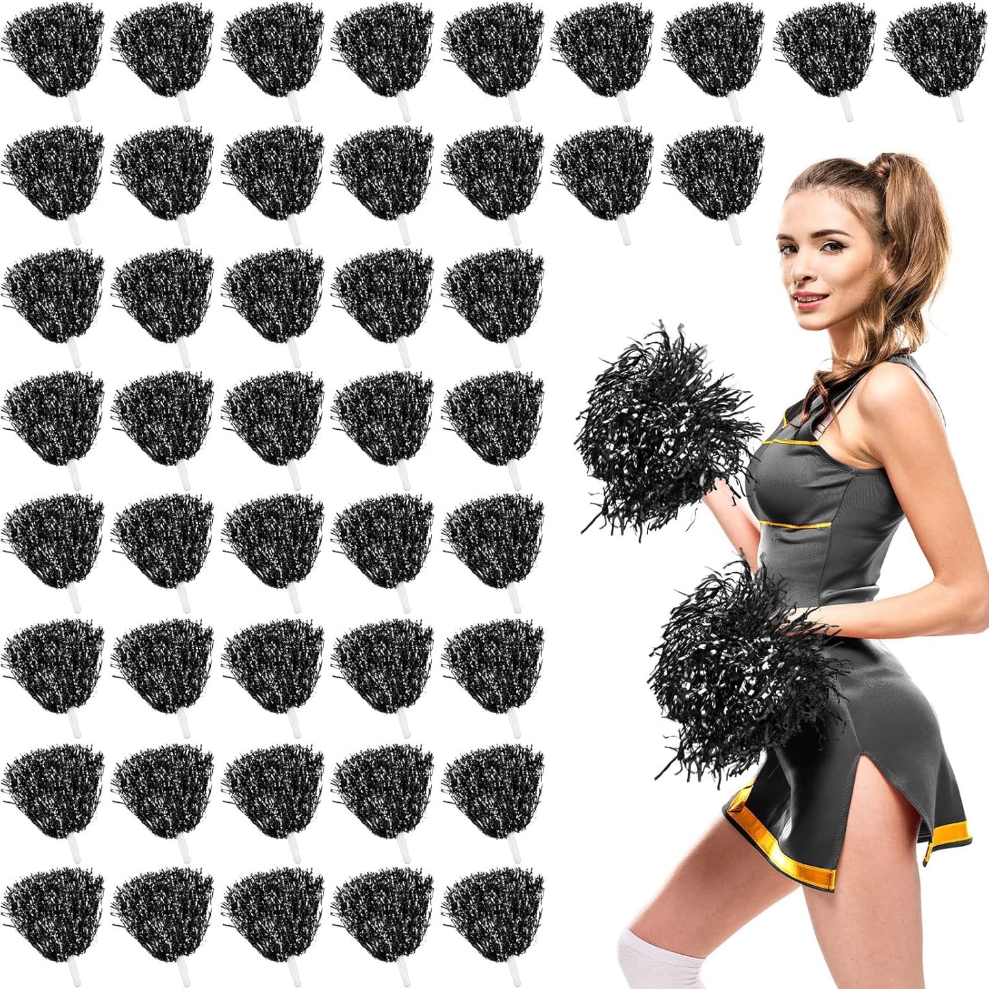 60 Pcs Metallic Foil Cheer Pompoms for Team Spirit Events