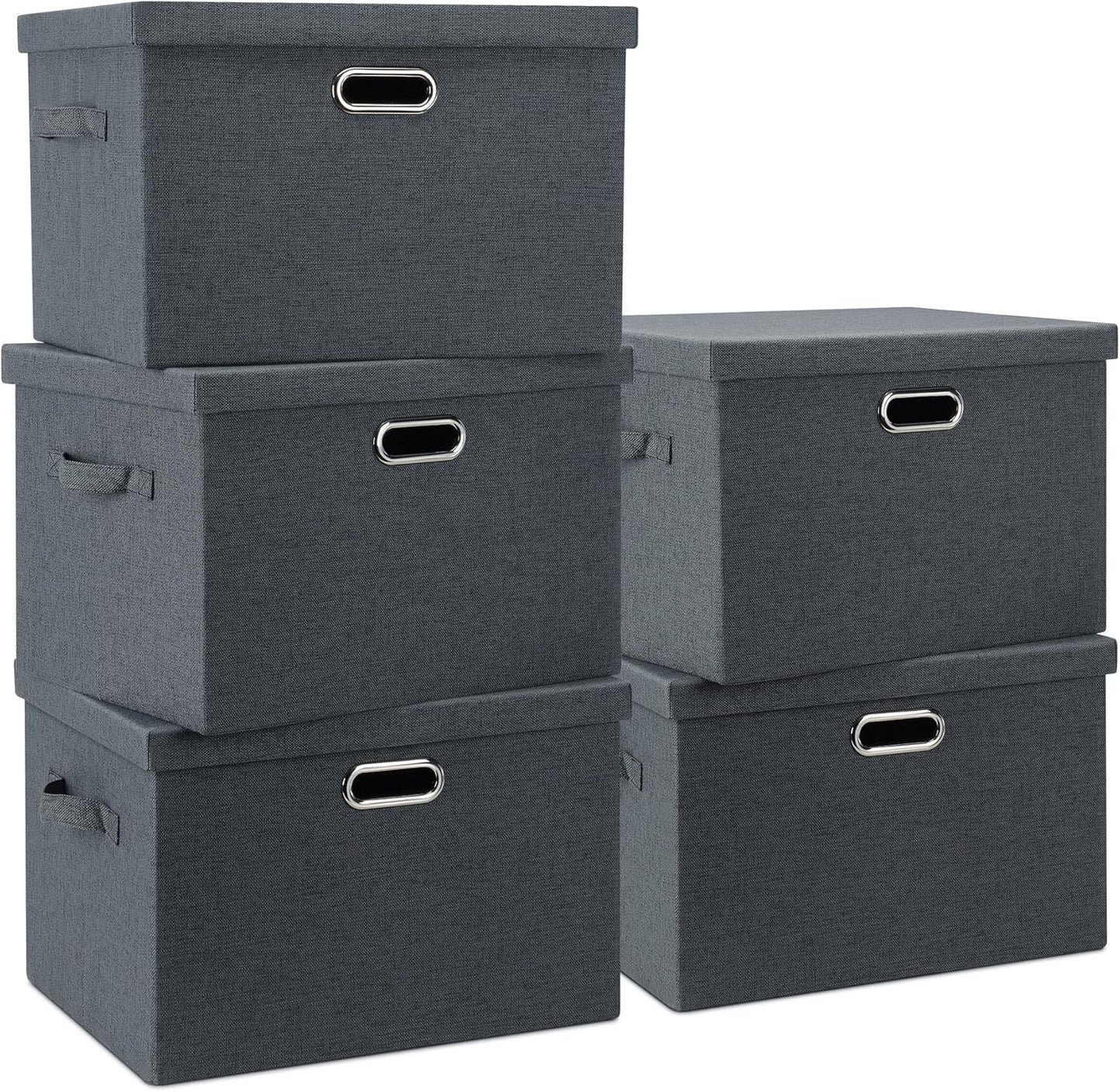 Large 17in Collapsible Storage Bins with Lids for Organizing
