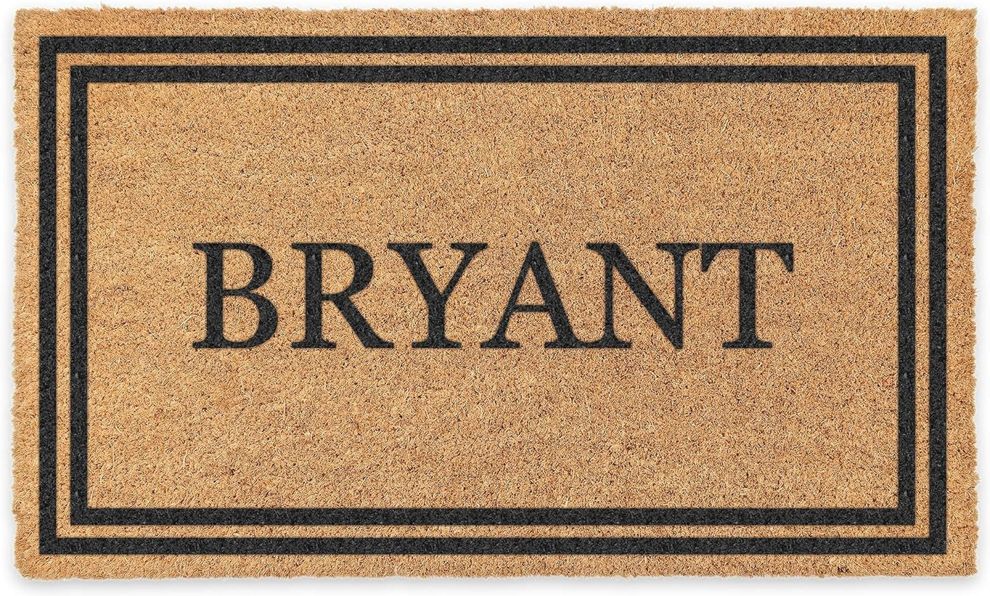 Personalized Black Coir Door Mat with Durable Vinyl Backing
