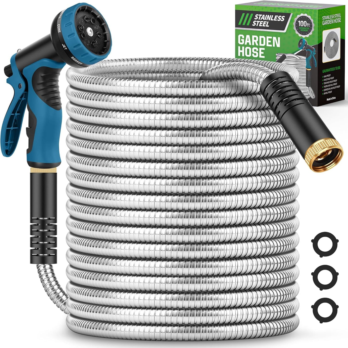 Garden Hose 100FT with 10 Function Nozzle for All Your Needs