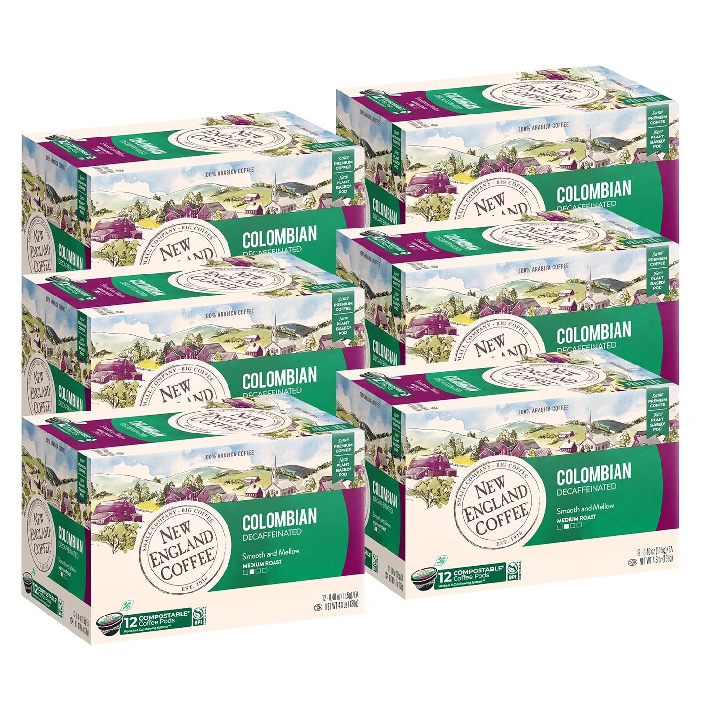 New England Coffee Colombian Decaffeinated Pods for Perfect Brew