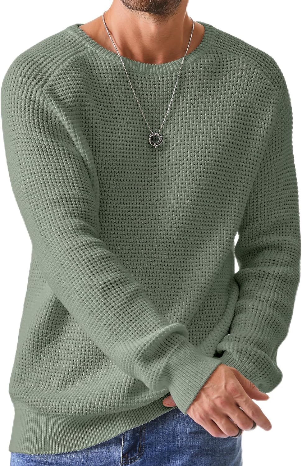 JMIERR Men's Crewneck Pullover Sweater for Casual Style