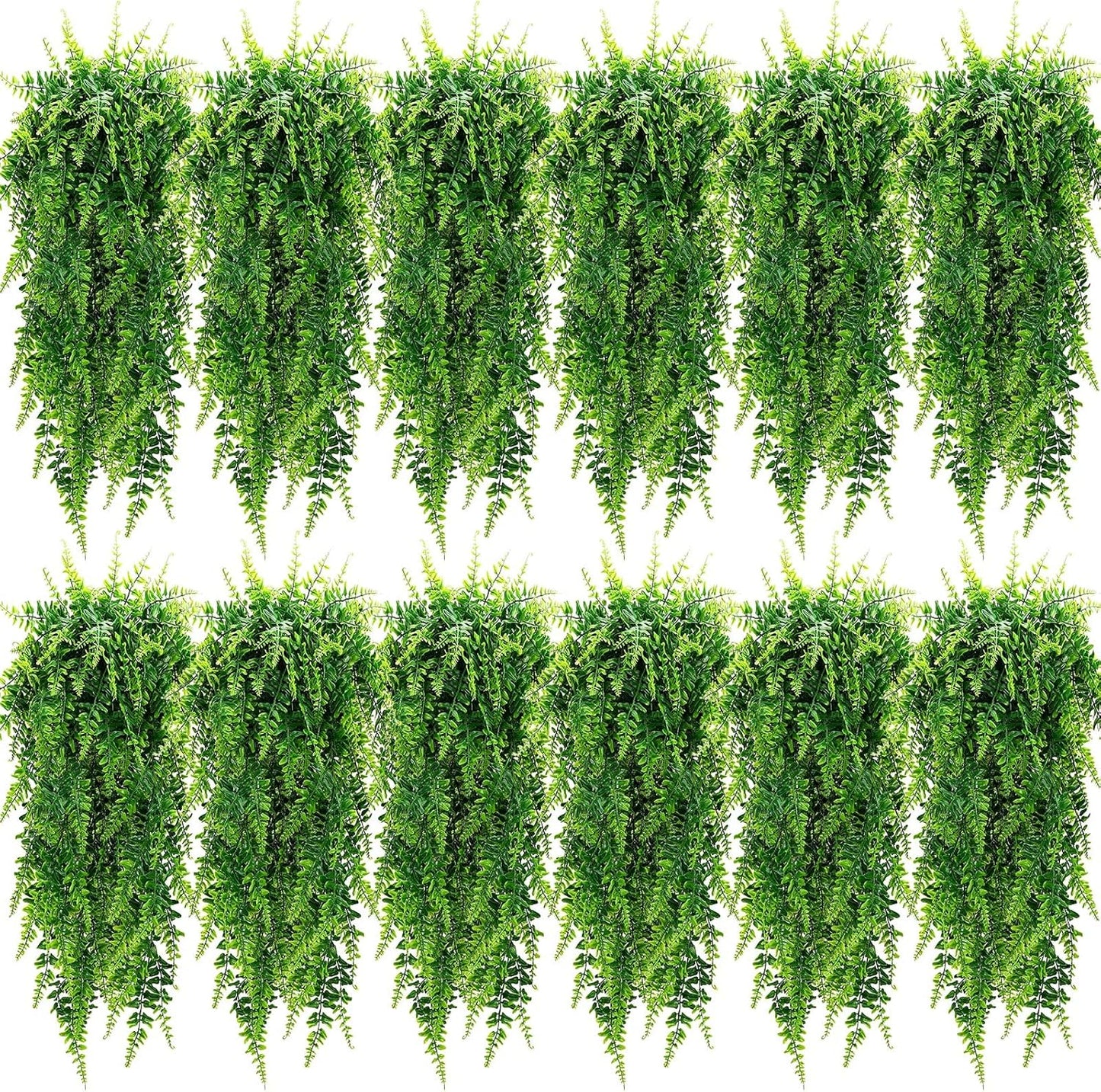 Artificial Hanging Boston Ferns - 12 Pcs 32 Inch Greenery