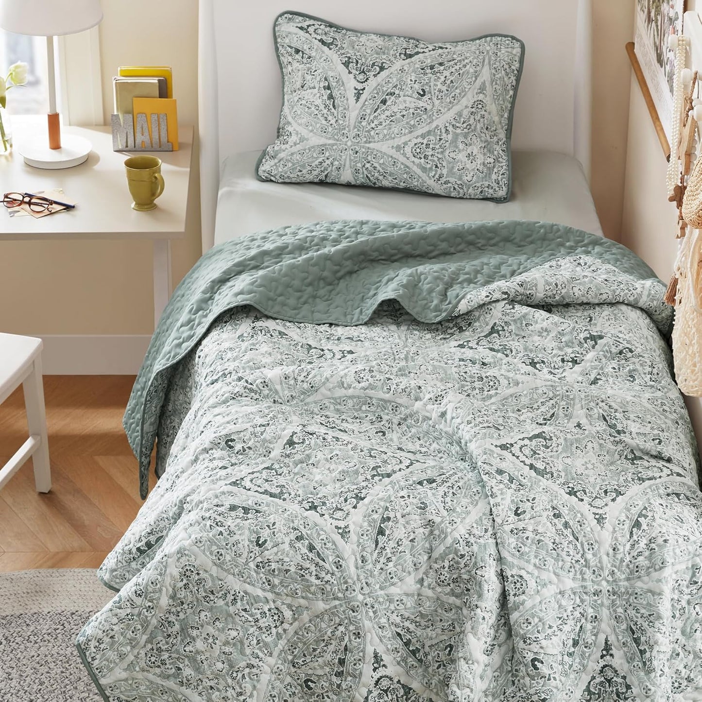 Comfort Spaces Boho Quilt Set Twin Reversible Lightweight Coverlet