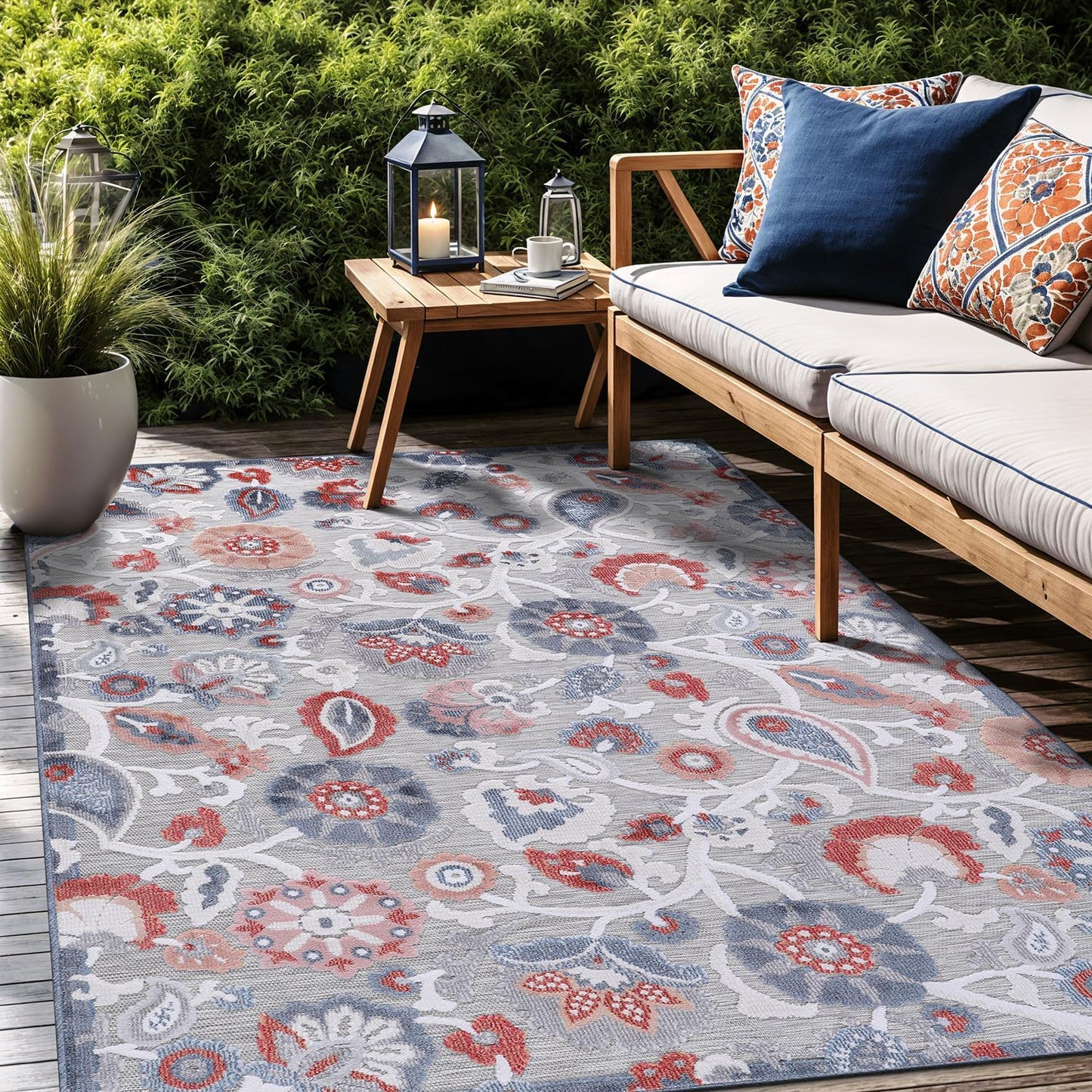 Floral Indoor Outdoor Rugs 10x14 Large Area Rug for Any Space