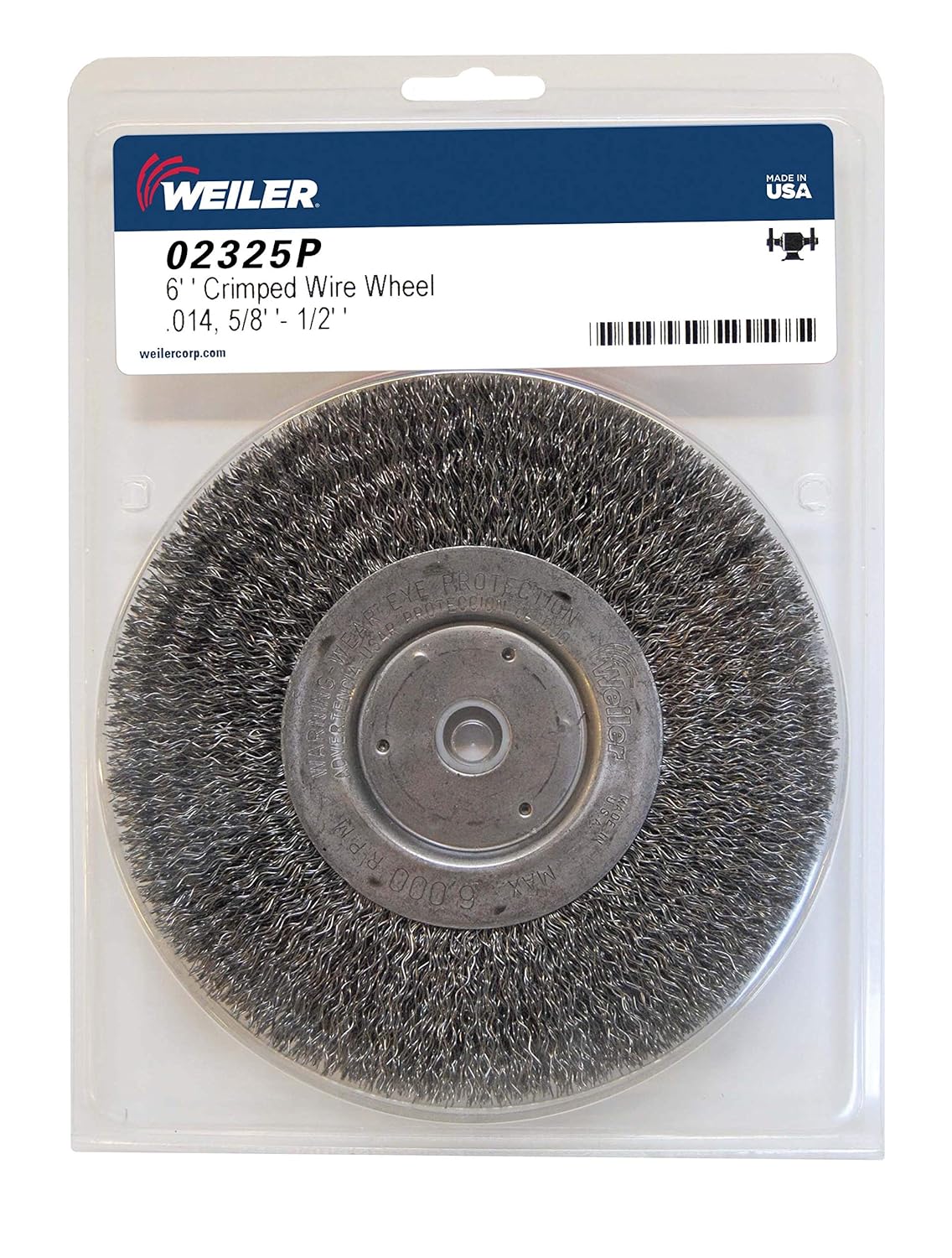 Weiler 6in Wolverine Medium Face Bench Grinder Wheel for Cleaning