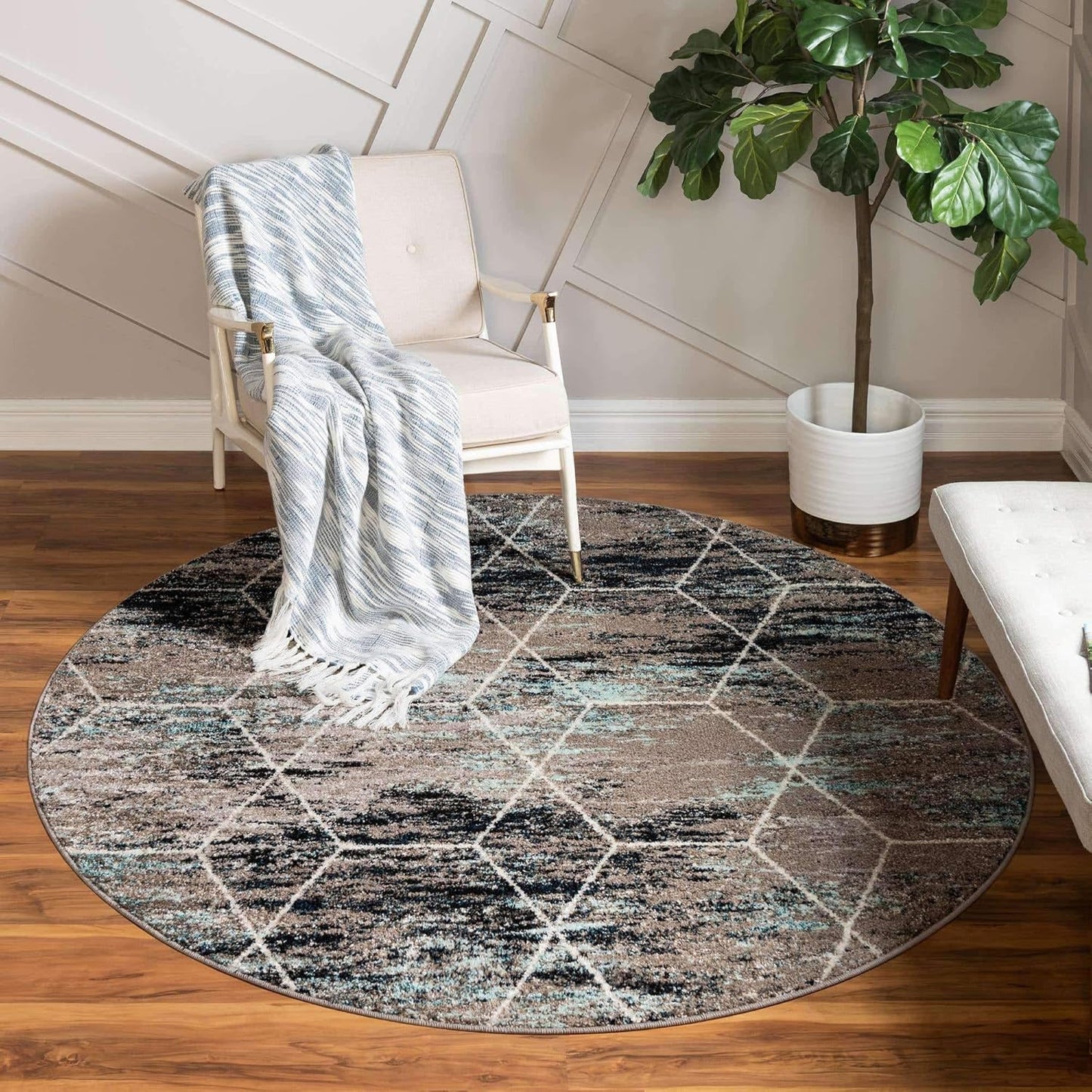 Unique Loom Trellis Frieze Collection Area Rug - Geometric Design