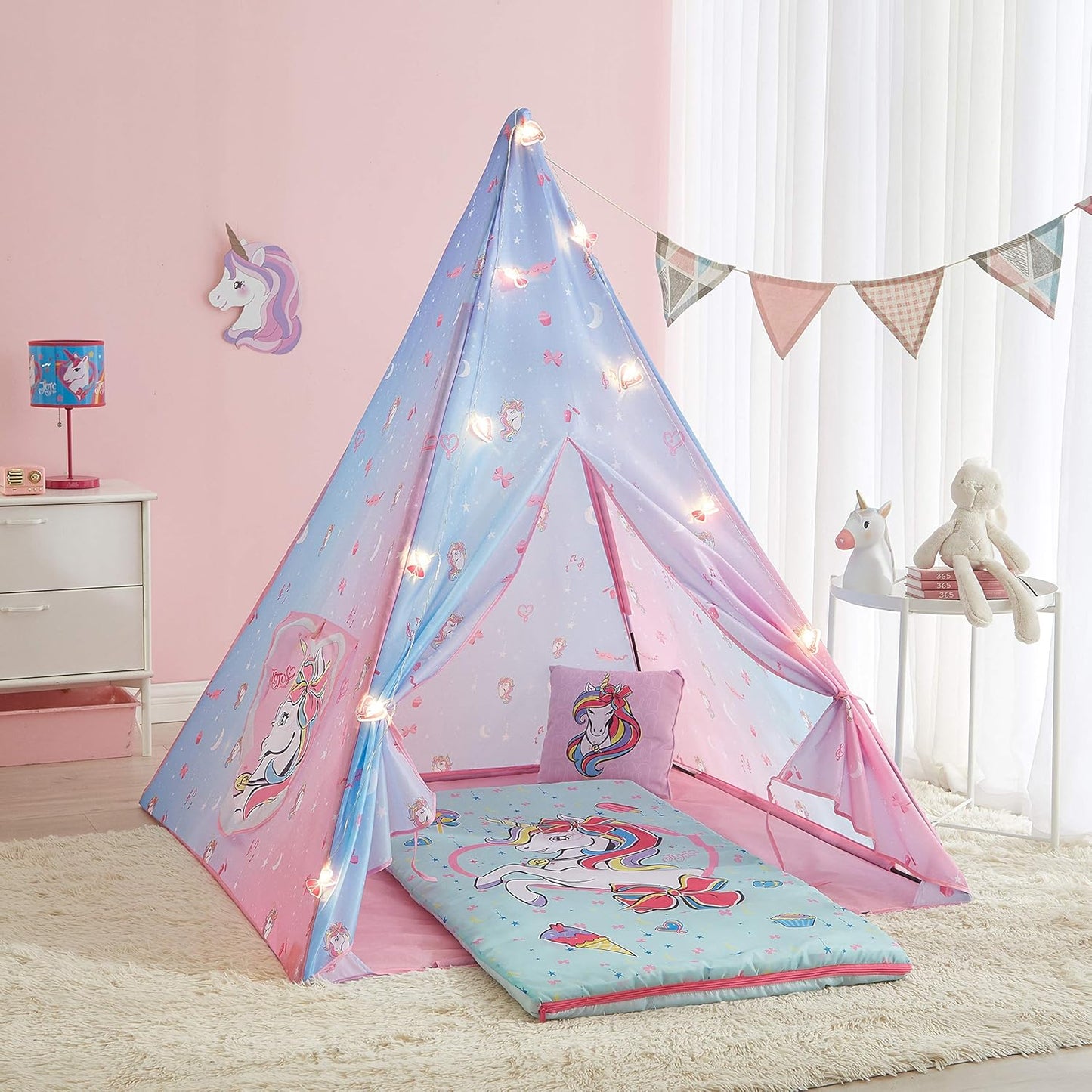 JoJo Siwa Teepee Slumber Set w/ Unicorn Pillow & Lights