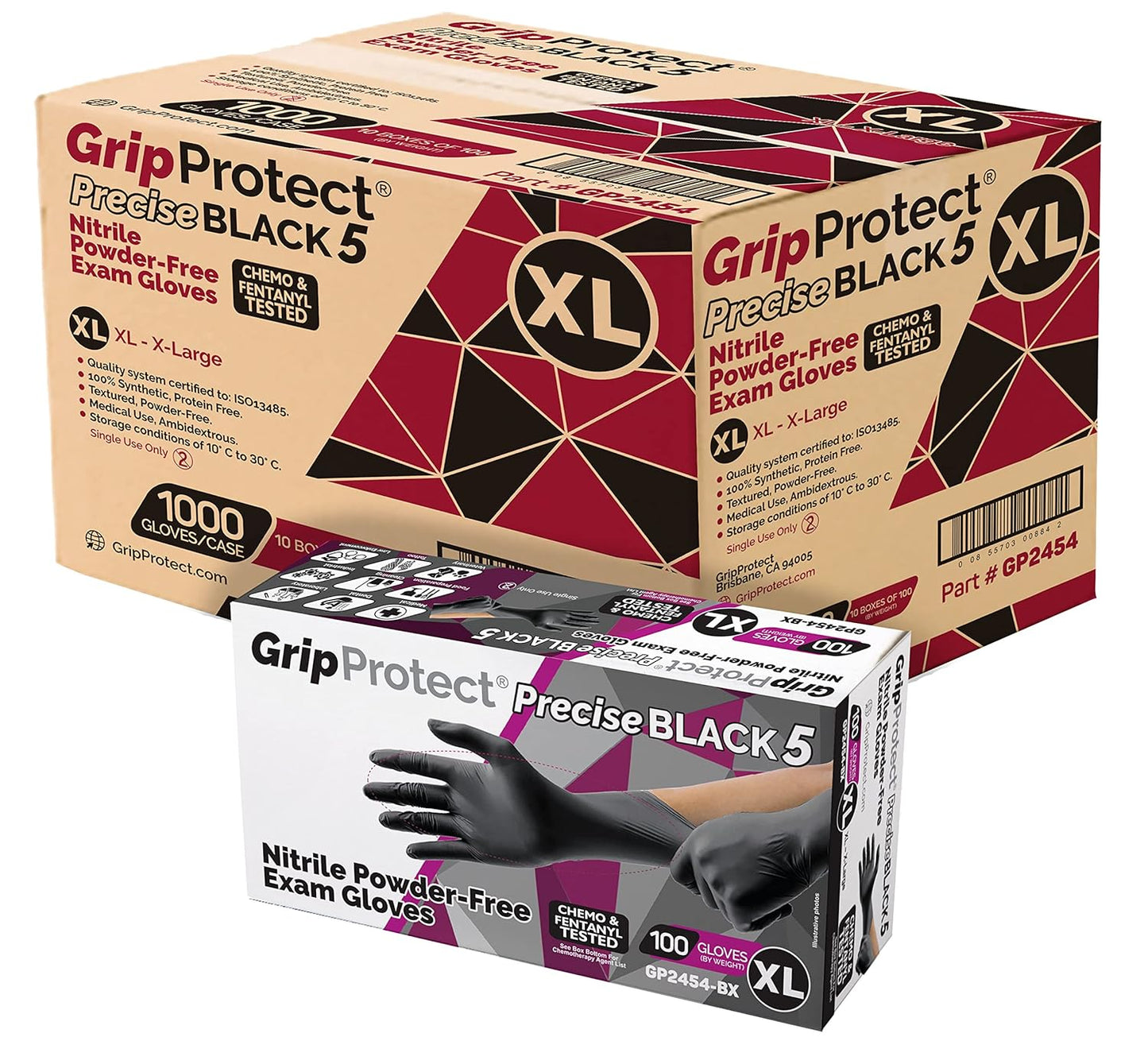 Chemical-Resistant Black Nitrile Gloves XL (100 ct) - BMC Protect