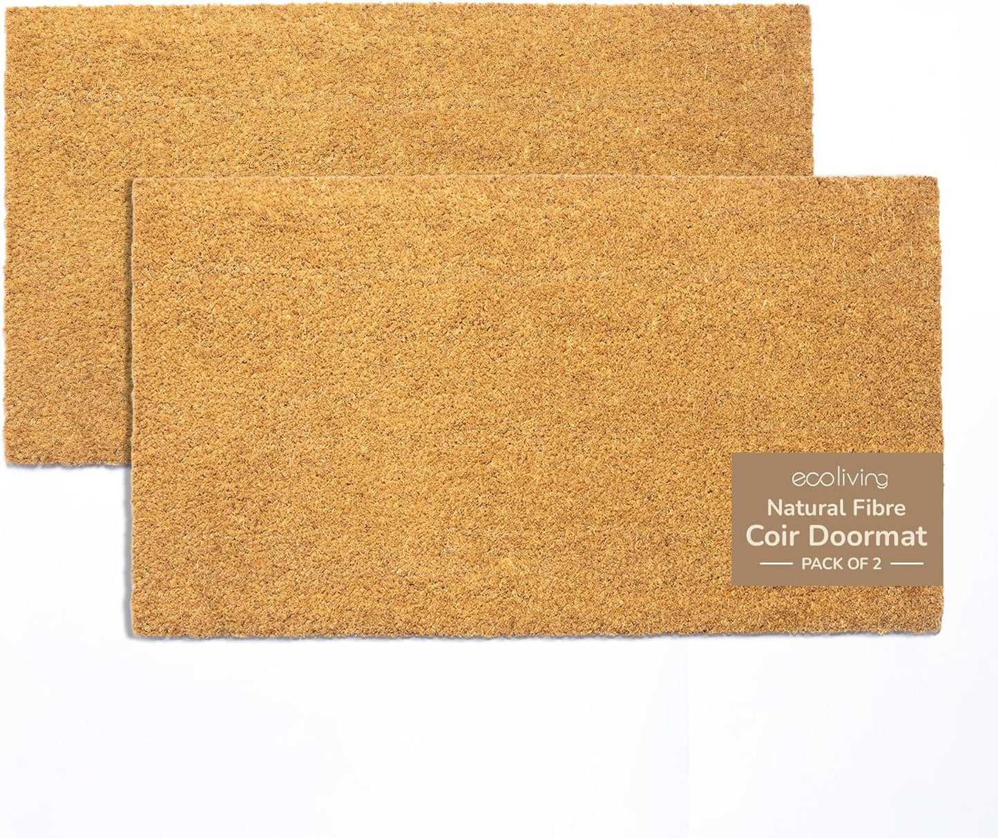 Welcome Natural Coir Doormats Pack of 2 for Indoor Outdoor Use