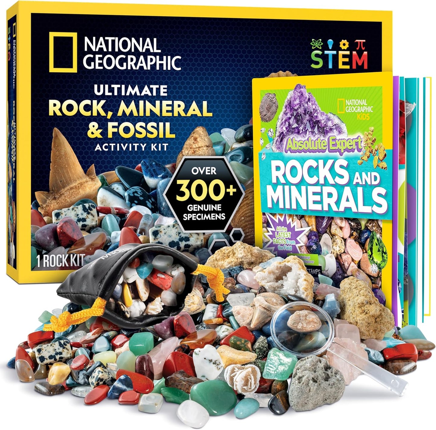 National Geographic Rock Collection Box for Kids with Real Fossils