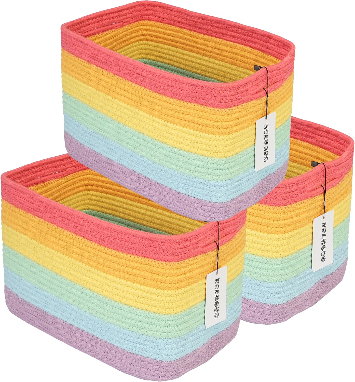 3-Pack Rainbow Storage Baskets for Kids and Nursery Organization