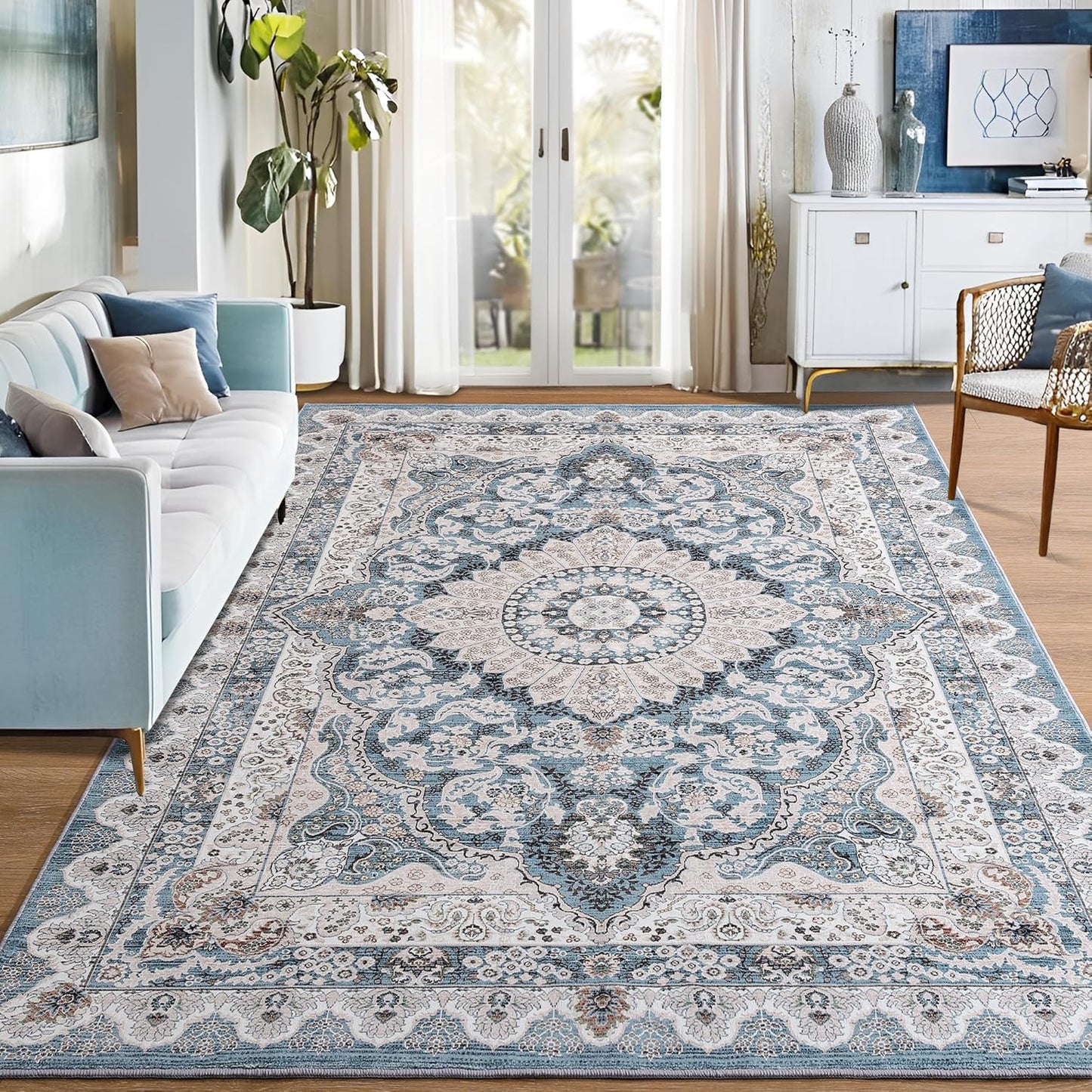 Foxmas 6x9 Area Rugs for Living Room, Vintage Non-Slip Carpet