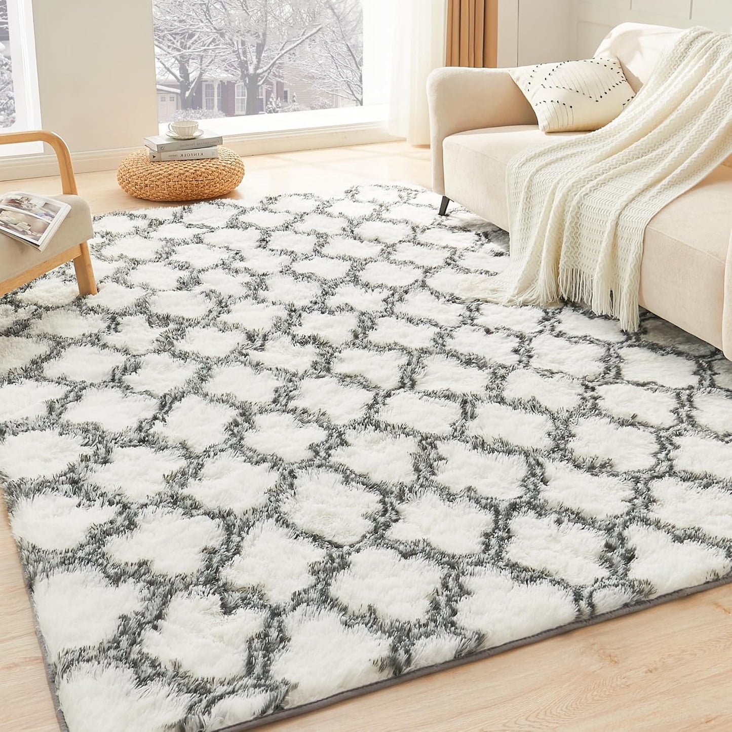 Litanika 6x9 Geometric Shag Area Rug for Cozy Home Decor