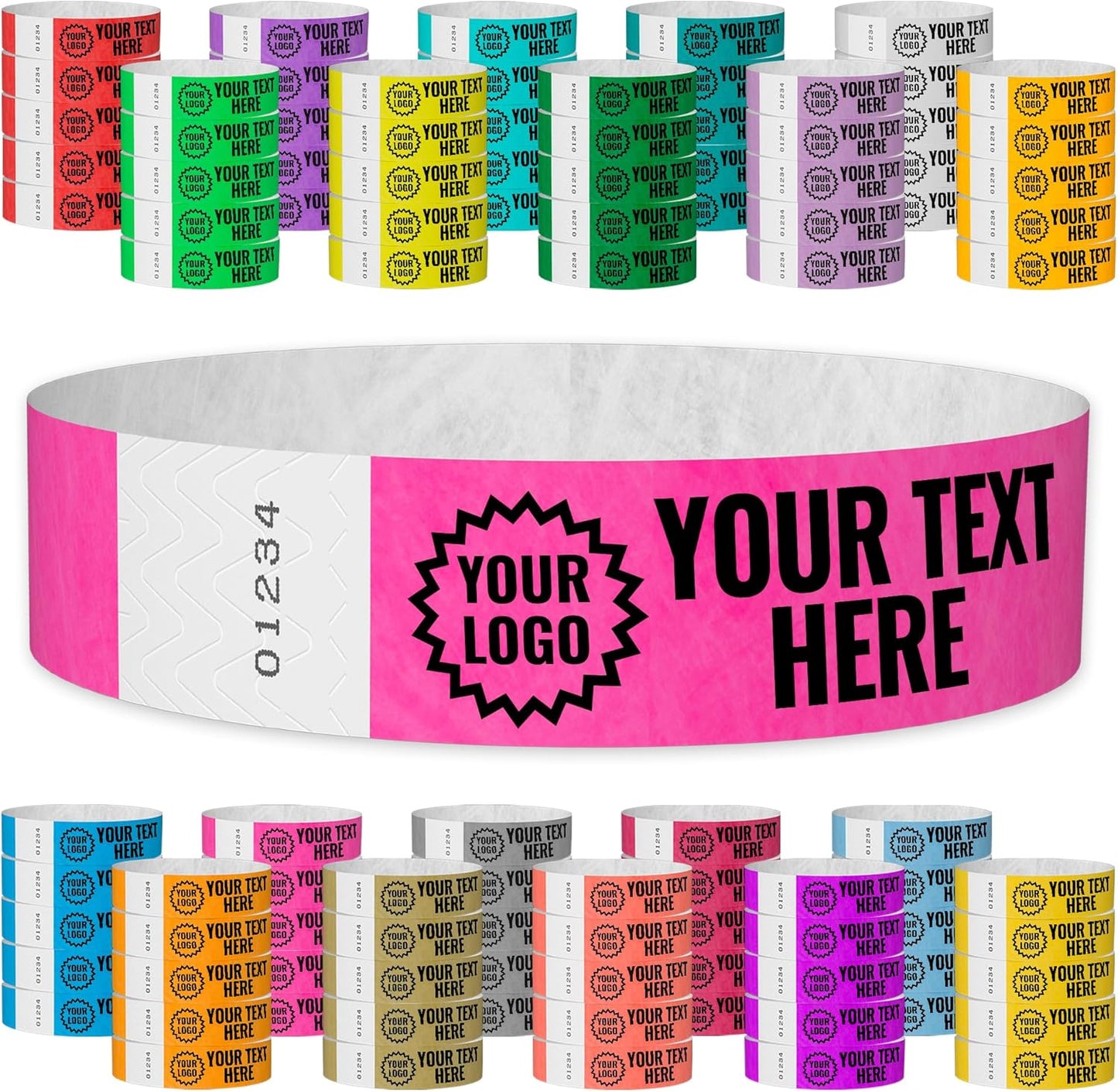 Custom Imprint Neon Pink Tyvek Wristbands for Events and Festivals